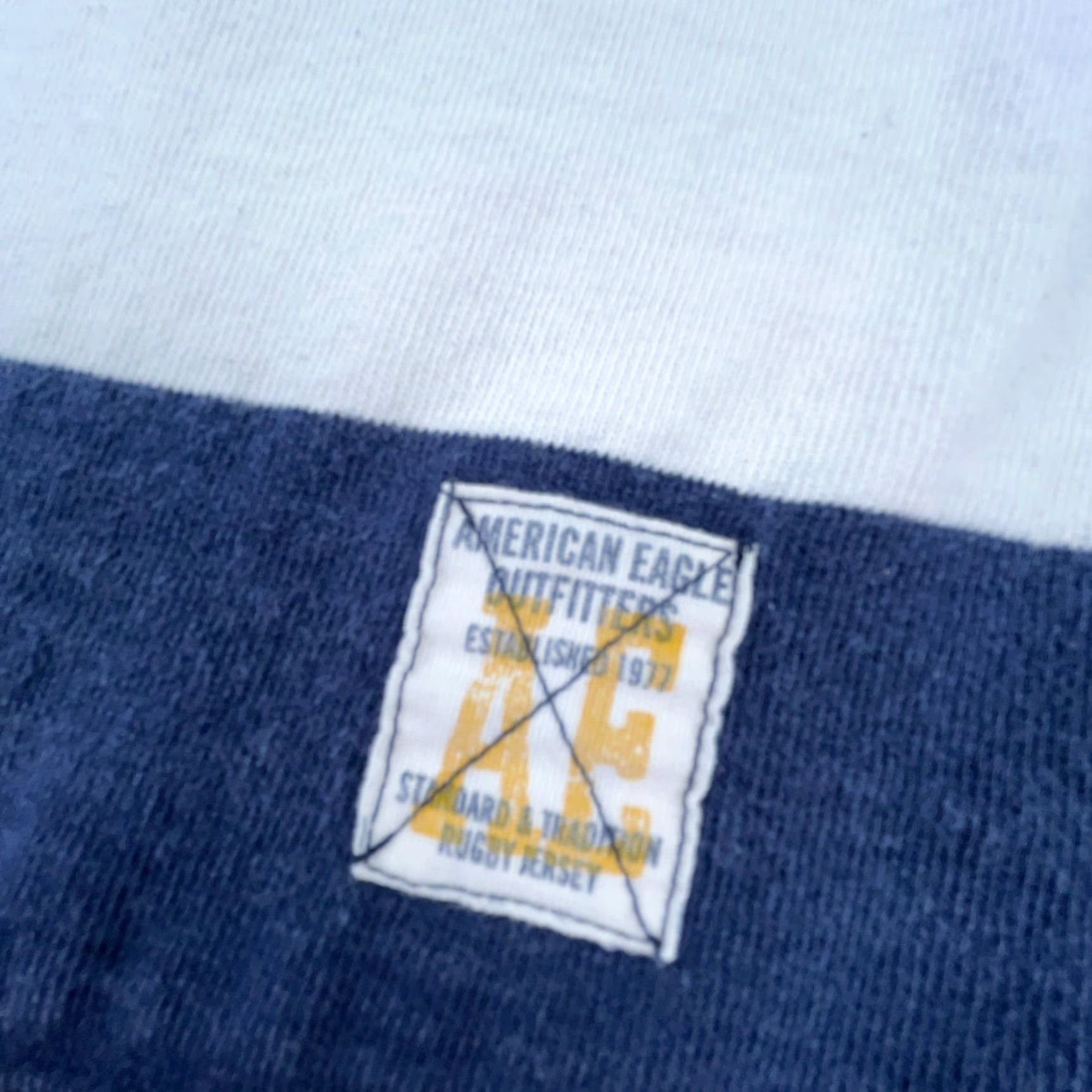 American Eagle Outfitters VINTAGE American Eagle Outfitters Rugby Shirt Men L Blue Striped Polo Size US L / EU 52-54 / 3 - 6 Thumbnail