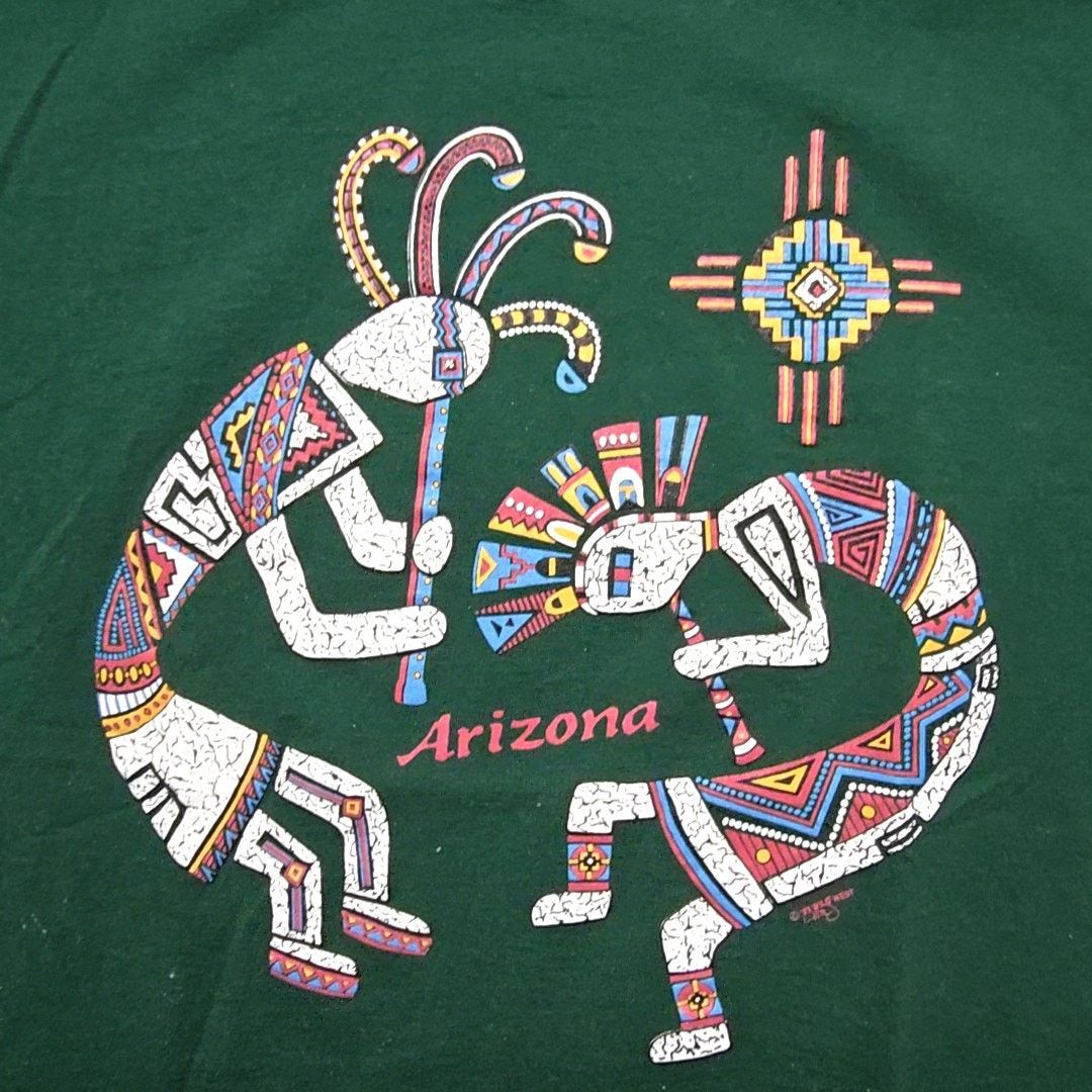 Jerzees Vintage Arizona Graphic Tee Kokopelli Green L Shirt 90s Size US L / EU 52-54 / 3 - 2 Thumbnail