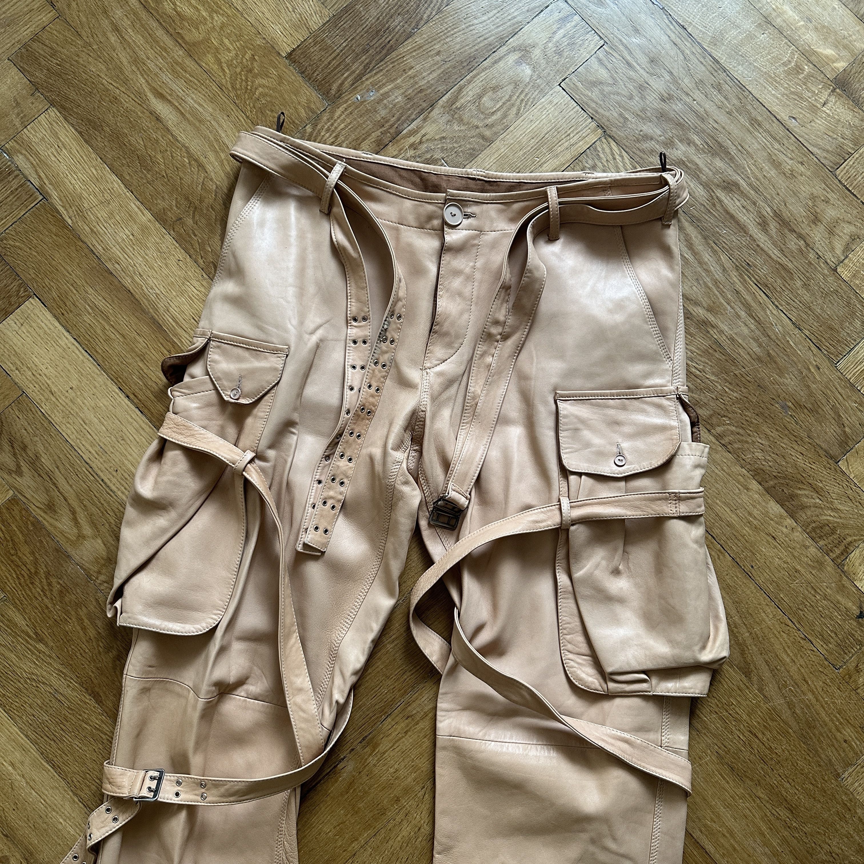 Jean Paul Gaultier Homme 90s Leather Strap Bondage Cargo Pants Size US 32 / EU 48 - 3 Thumbnail