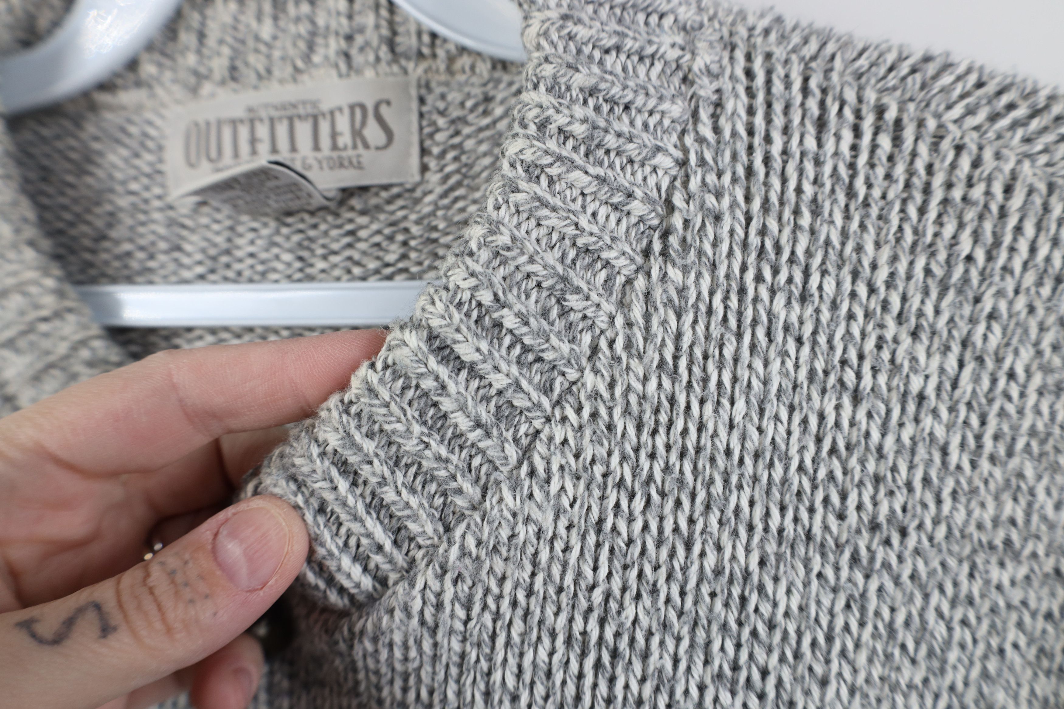 Vintage Vintage 90s Streetwear Ribbed Knit Henley Sweater Gray USA Size US XL / EU 56 / 4 - 5 Thumbnail