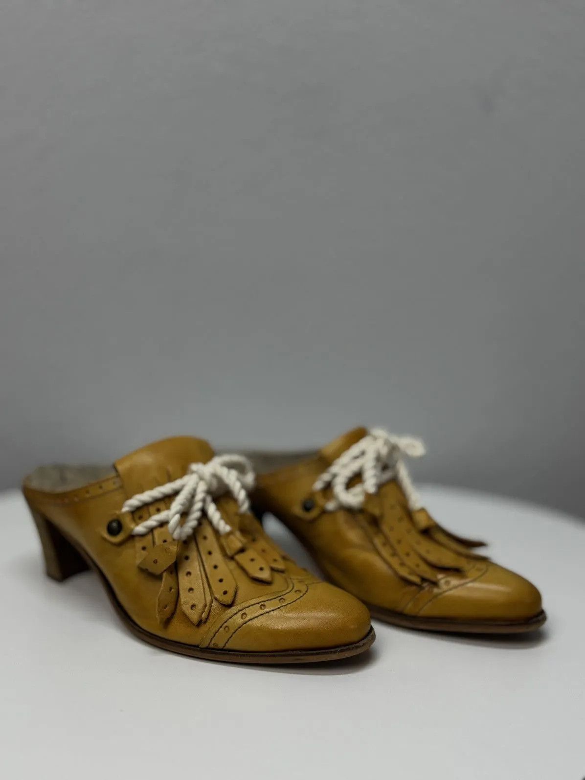 Other Vintage Ankle Leather Boots Sandals Yellow Prada Style Opium Size US 8 / EU 41 - 4 Thumbnail