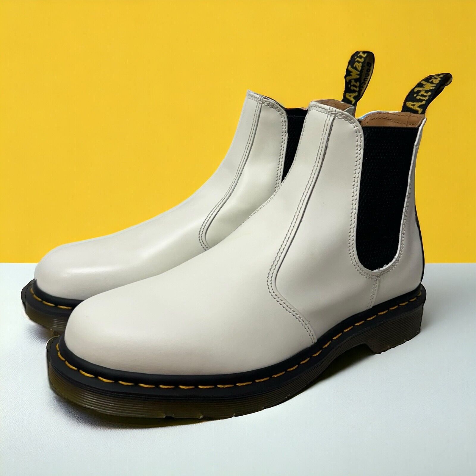 Dr. Martens Dr Martens 2976 YS White Smooth Leather Chelsea Boots Grailed