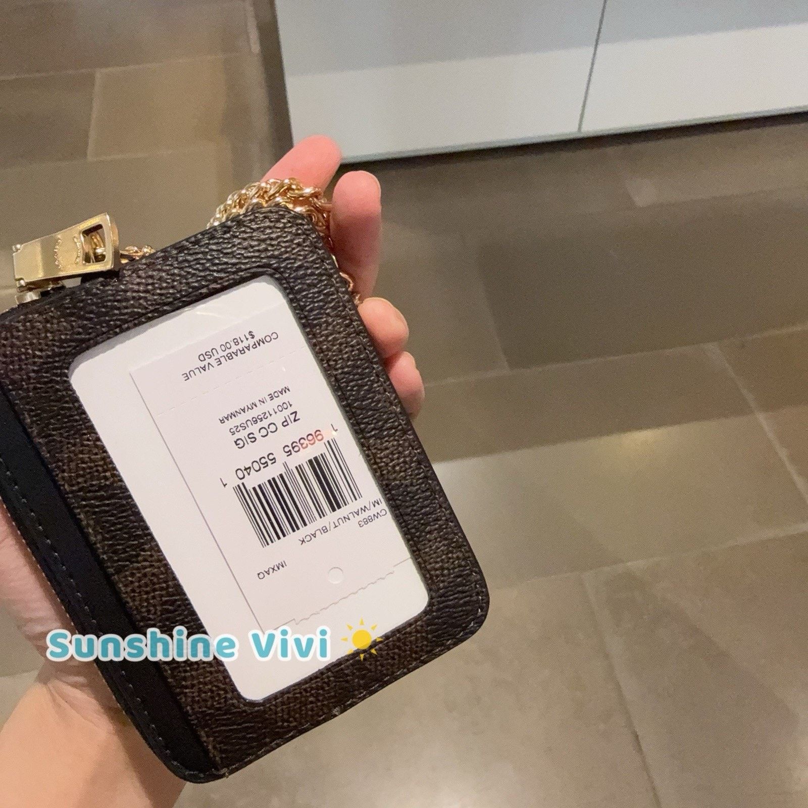 Coach NWT Coach CW883 Zip Card Case Canvas In Walnut black Size ONE SIZE - 4 Thumbnail
