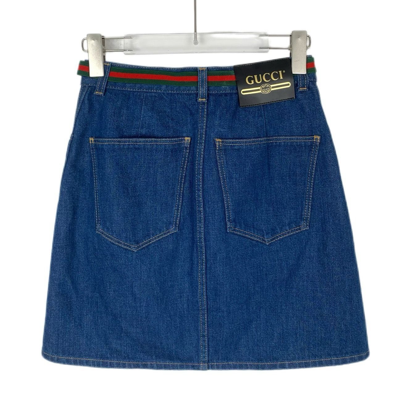 Gucci Gucci Blue Cotton Denim Skirt With Leather Belt & Logo Accen Size 25" / US 0 / IT 36 - 7 Thumbnail