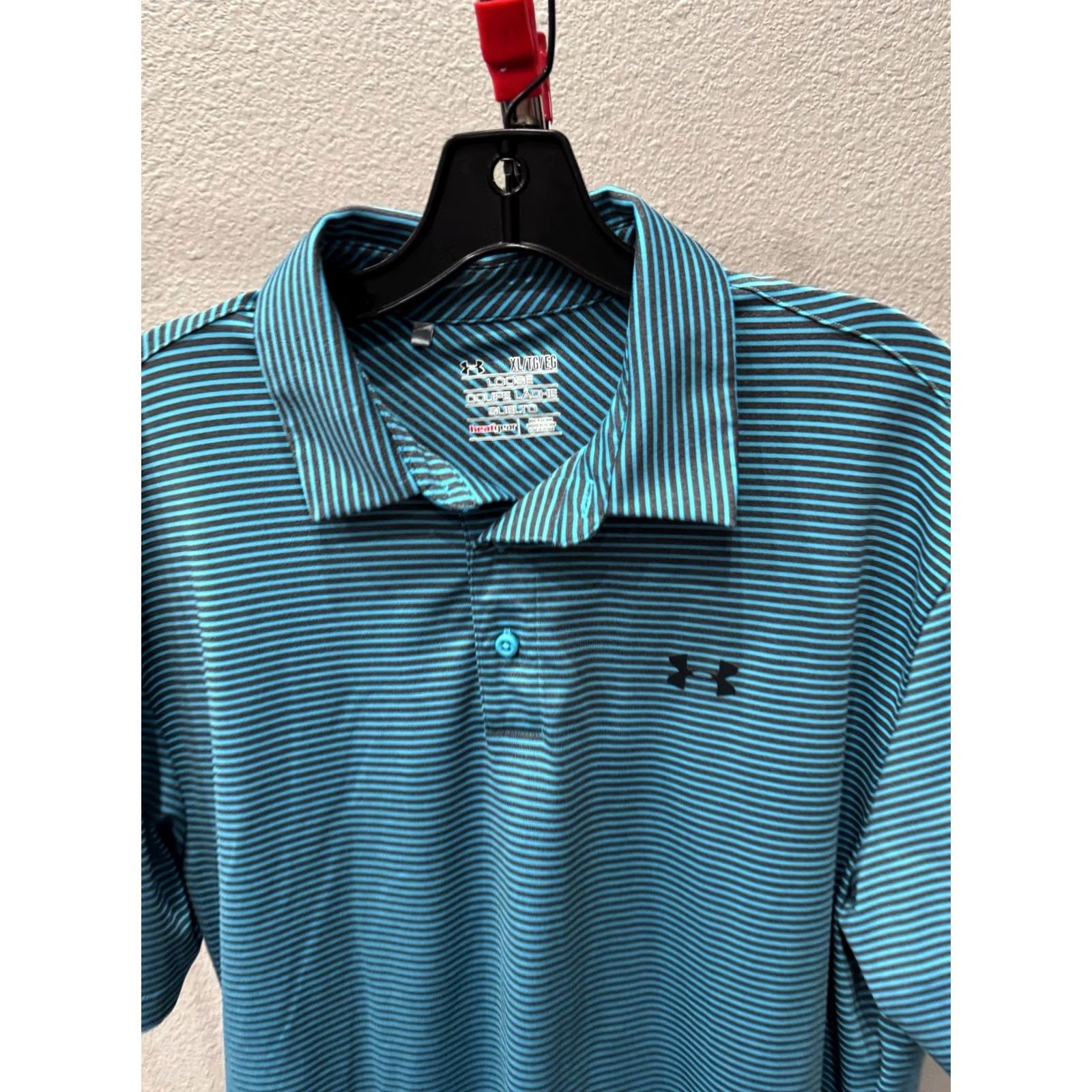 Under Armour Under Armour POLO SHIRT Seafoam Blue Gray Stripe XL EXtra Large Mens Size US XL / EU 56 / 4 - 3 Thumbnail