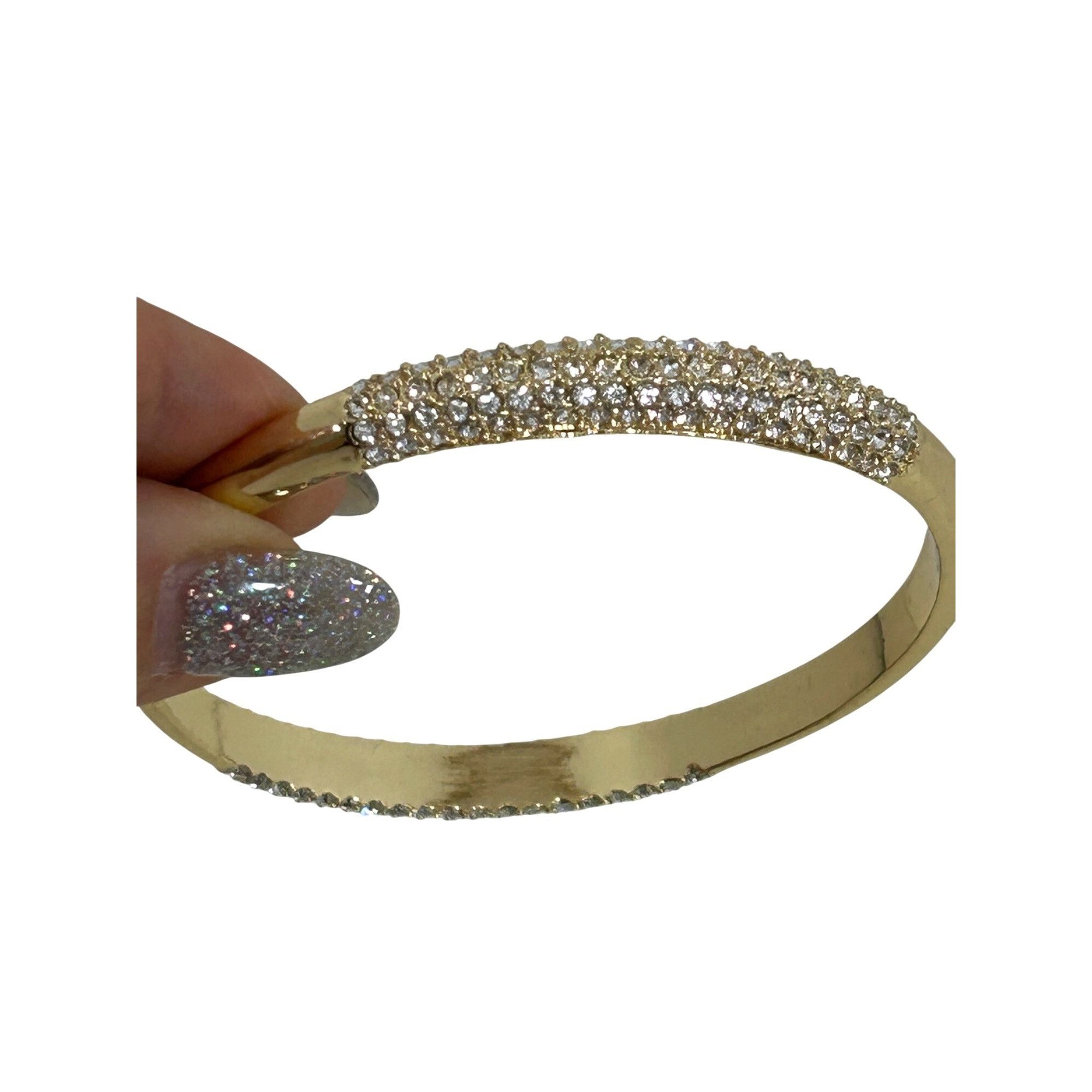 Other Women’s Fashion Bracelet Shiny Yellow Gold Tone Pave Faux Di Size ONE SIZE - 2 Thumbnail
