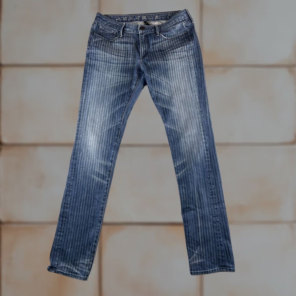 Vintage VTG Earnest Sewn Jeans Womens 30 Blue Striped Straight Denim 5-Pocket USA Y2K RARE Jeans Women Size 30" / US 8 / IT 44 - 1 Thumbnail