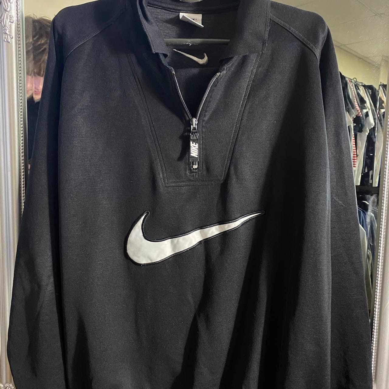 Nike Vintage 90's Nike Drill Big Swoosh 1/3 Zip Up Sweatshirt Size US L / EU 52-54 / 3 - 2 Thumbnail