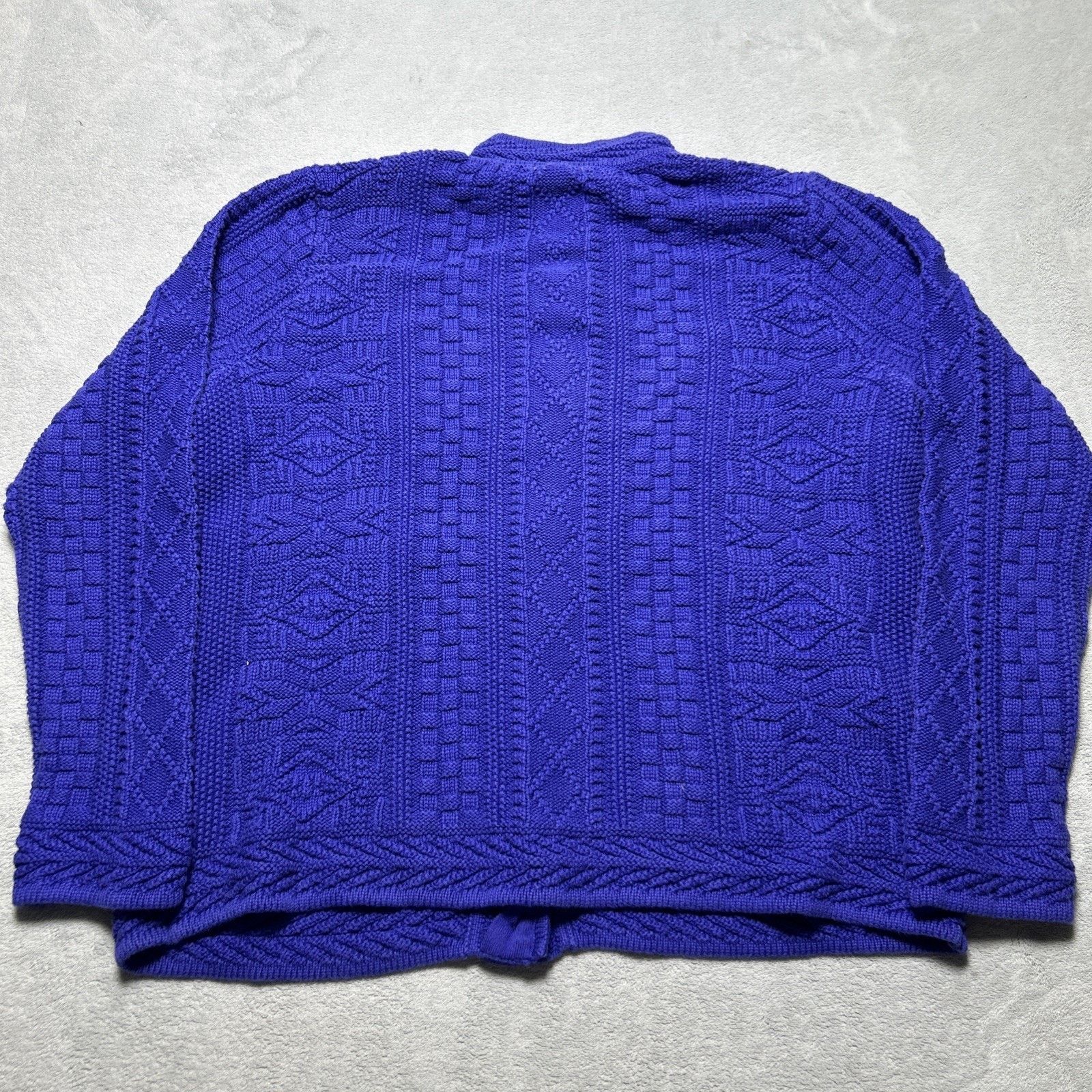 L.L. Bean LL Bean Diamond Knit Cardigan Sweater Womens Large Granola Size L / US 10 / IT 46 - 2 Thumbnail