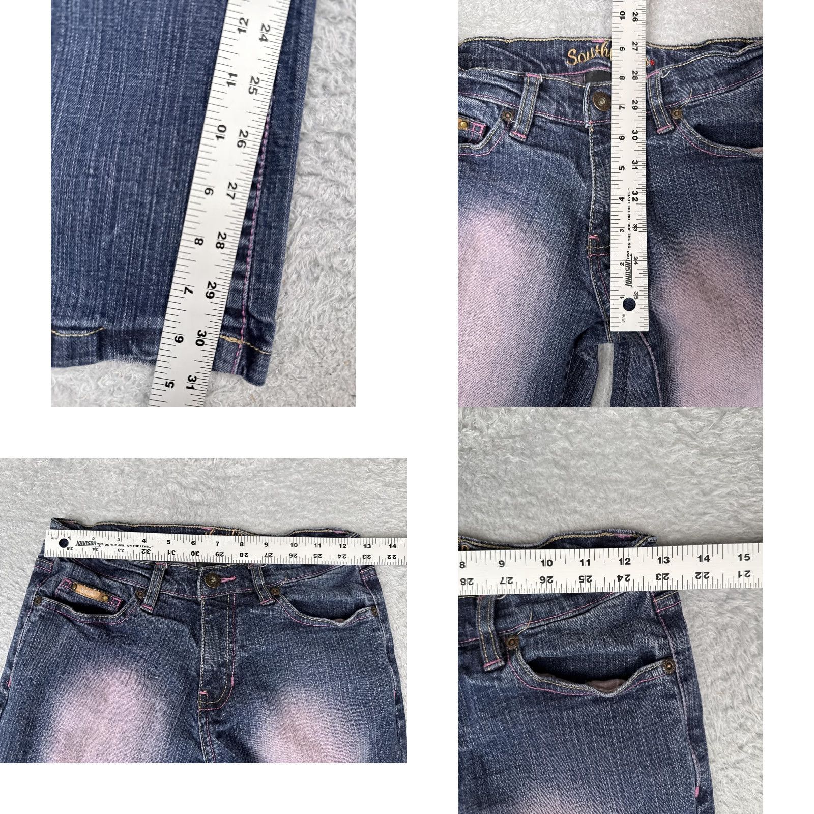 Southpole Southpole Jeans Women Bootcut Denim Pants 3 Blue 24x31 Pink Fade Contrast Stitch 5-Pocket Design Jeans Size 26" / US 2 / IT 38 - 8 Thumbnail