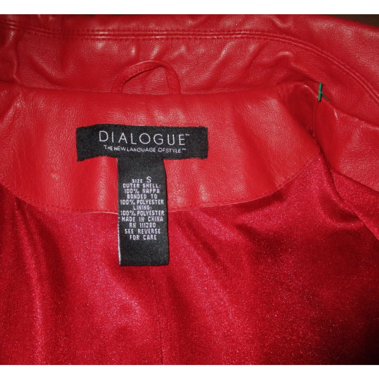 Vintage DIALOGUE Women's Leather Jacket Red Full Zip S NEW Size S / US 4 / IT 40 - 7 Thumbnail