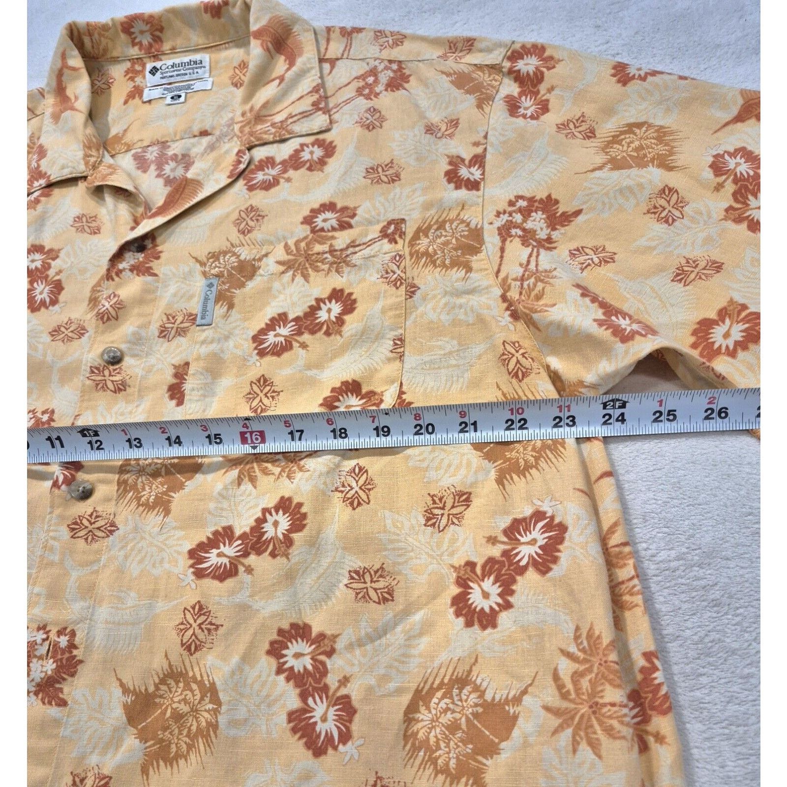 Columbia Columbia Shirt XXL Button Up Orange Linen Marlin Print Size US XXL / EU 58 / 5 - 5 Thumbnail