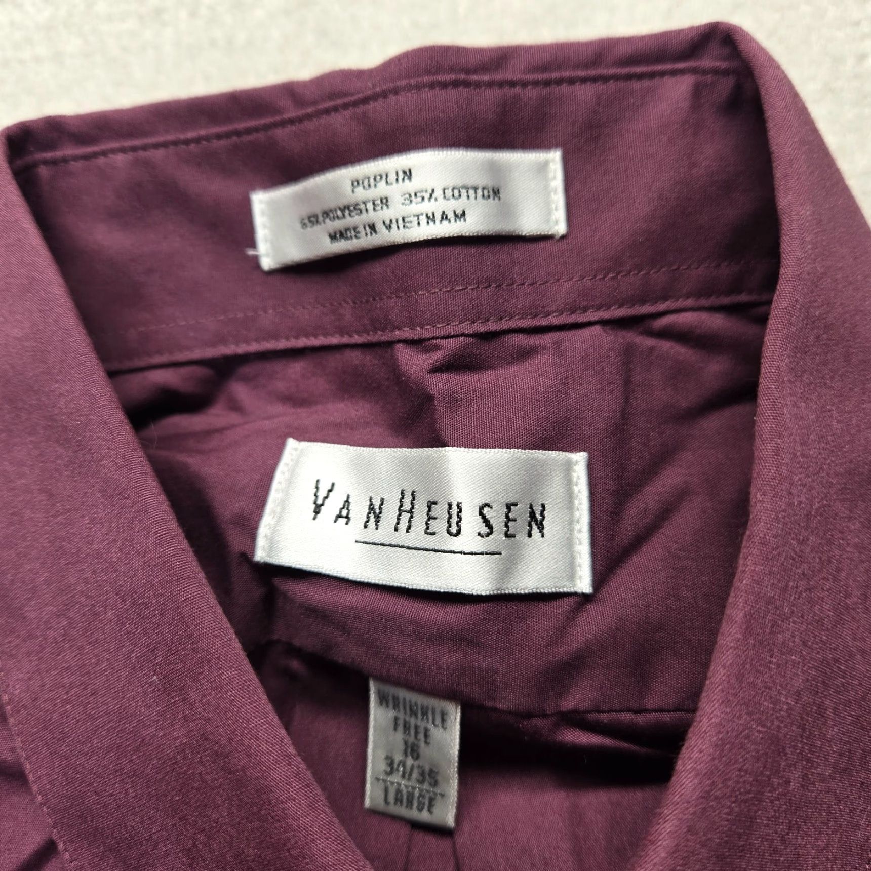 Van Heusen Van Heusen Shirt Solid Purple Adult Men 16 Regular Fit Poplin Button Up Size 16 Mens Size US L / EU 52-54 / 3 - 3 Thumbnail