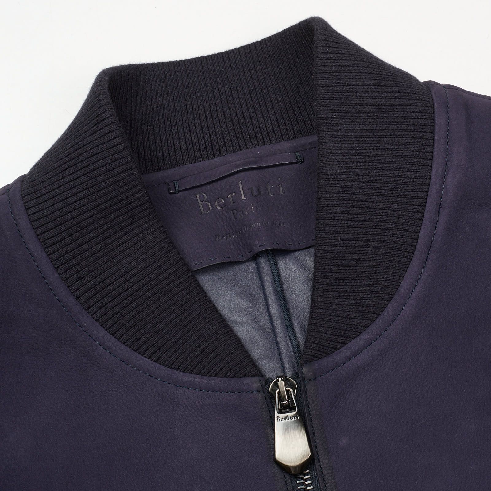 Berluti BERLUTI Paris Navy Blue Calfskin Soft Leather Bomber Jacket Size US M / EU 48-50 / 2 - 5 Thumbnail