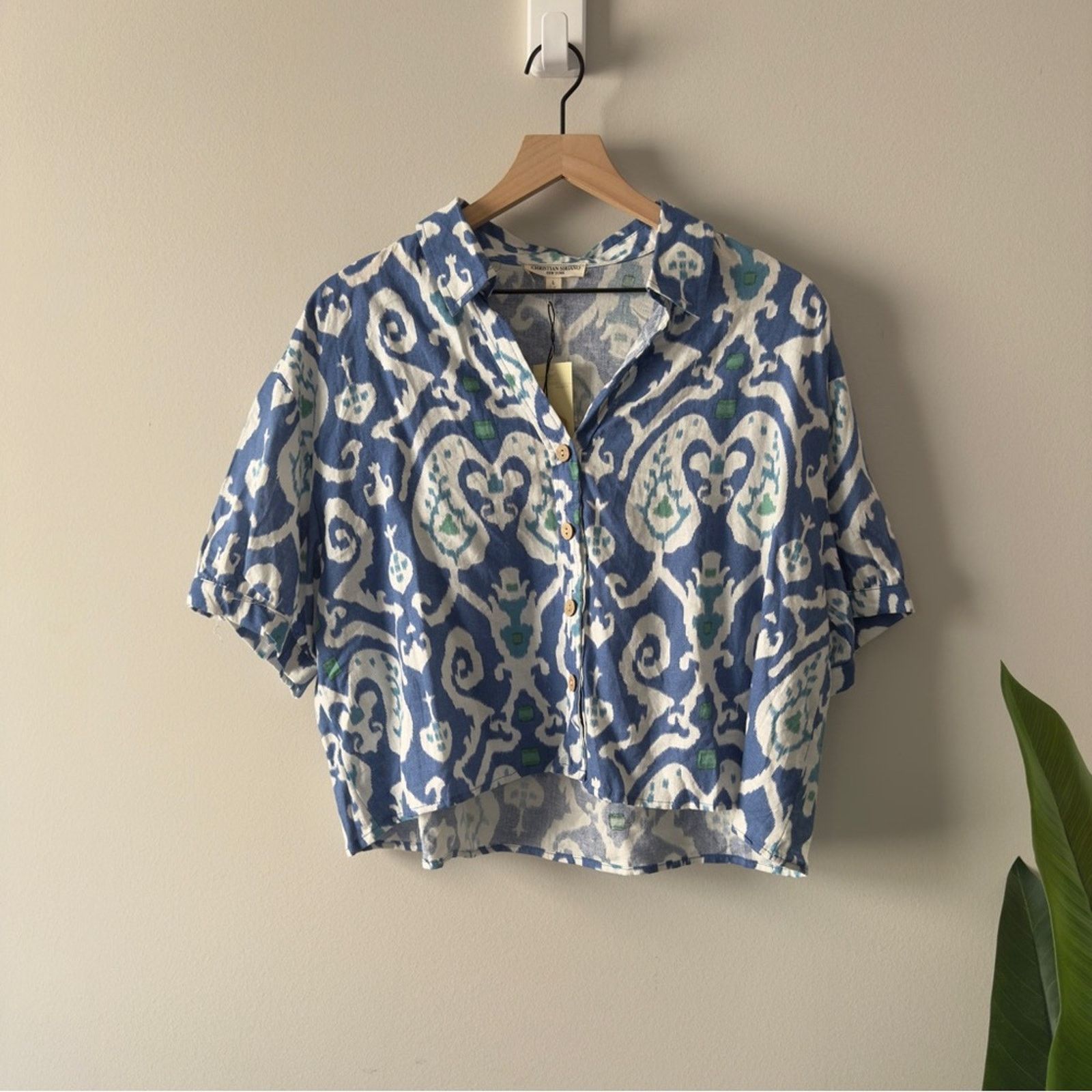 Other Christian Siriano Blue and White Button Down Shirt Abstract Size L / US 10 / IT 46 - 3 Thumbnail