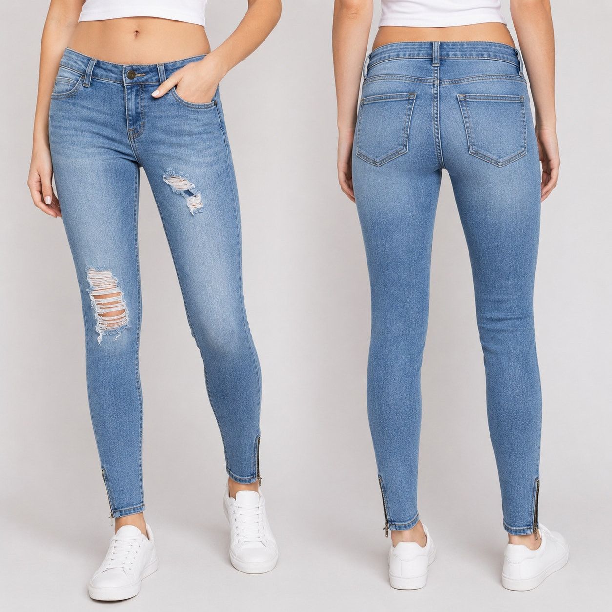 Pistola Pistola Distressed Skinny Jeans Light Wash 28 Size 28" / US 6 / IT 42 - 1 Thumbnail