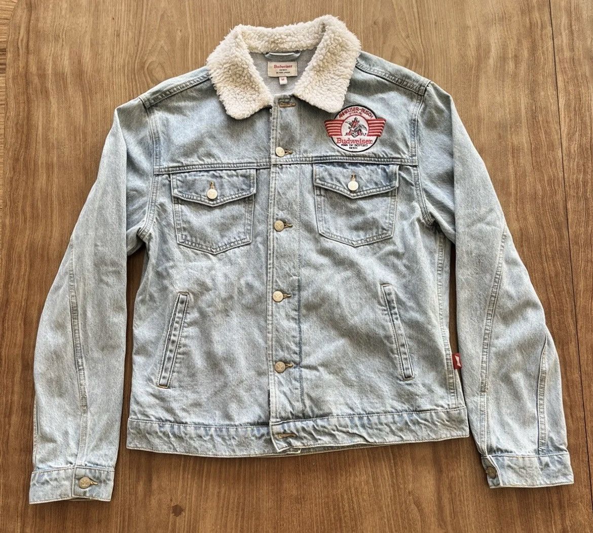 Budweiser Budweiser Oliver Logan Denim Jacket Graphic Medium Sherpa ...