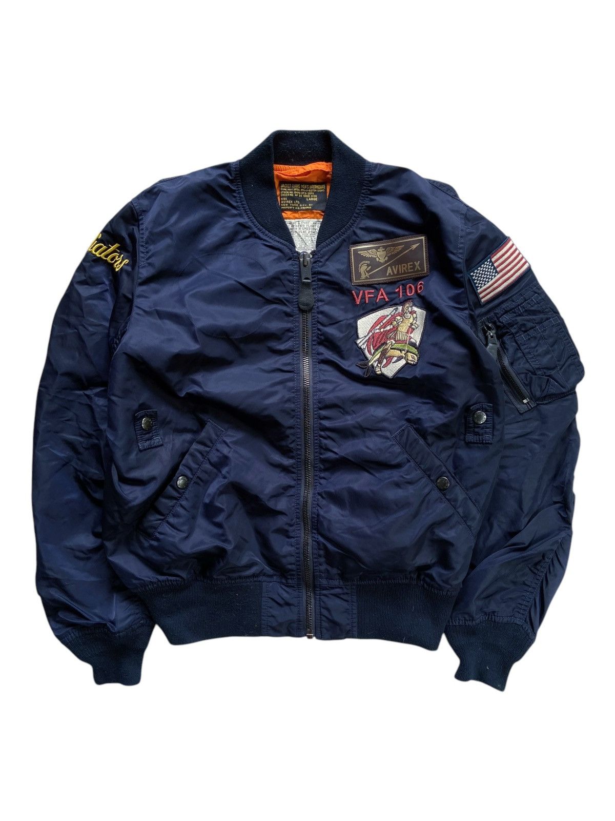 Avirex 90s AVIREX GLADIATORS VFA 106 USN FLIGHT BOMBERS JACKET Size US S / EU 44-46 / 1 - 1 Thumbnail