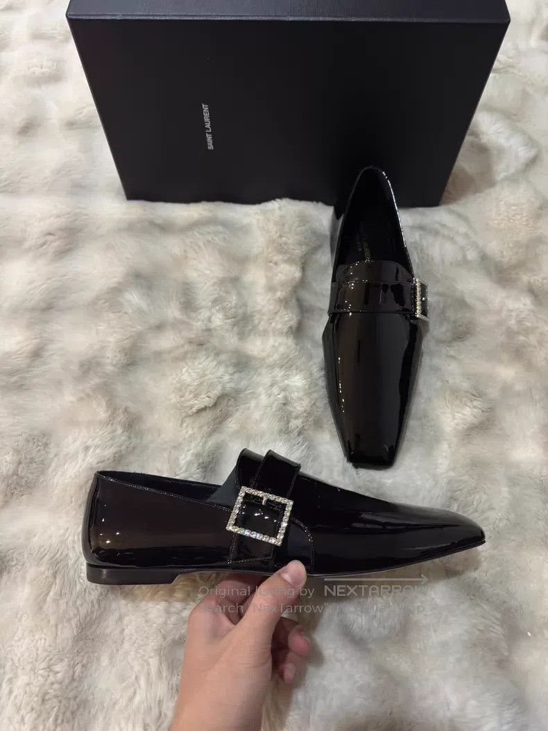 Saint Laurent Paris Saint Laurent Paris Crystal Buckle Loafers Leather Shoes Size US 10 / EU 43 - 3 Thumbnail