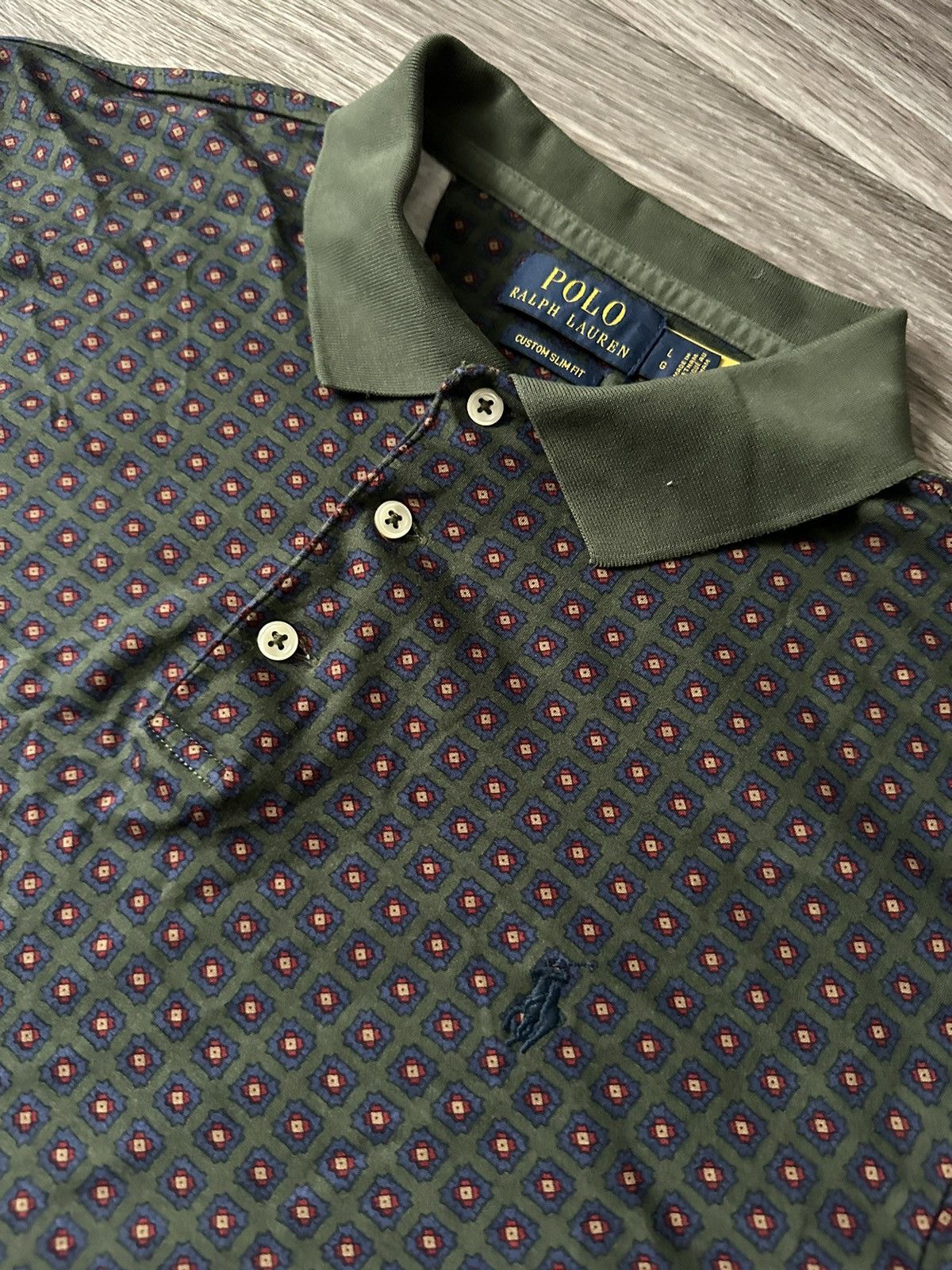 Polo Ralph Lauren POLO Ralph Lauren Green Foulard-Print Soft Cotton Polo Shirt Size US L / EU 52-54 / 3 - 4 Thumbnail
