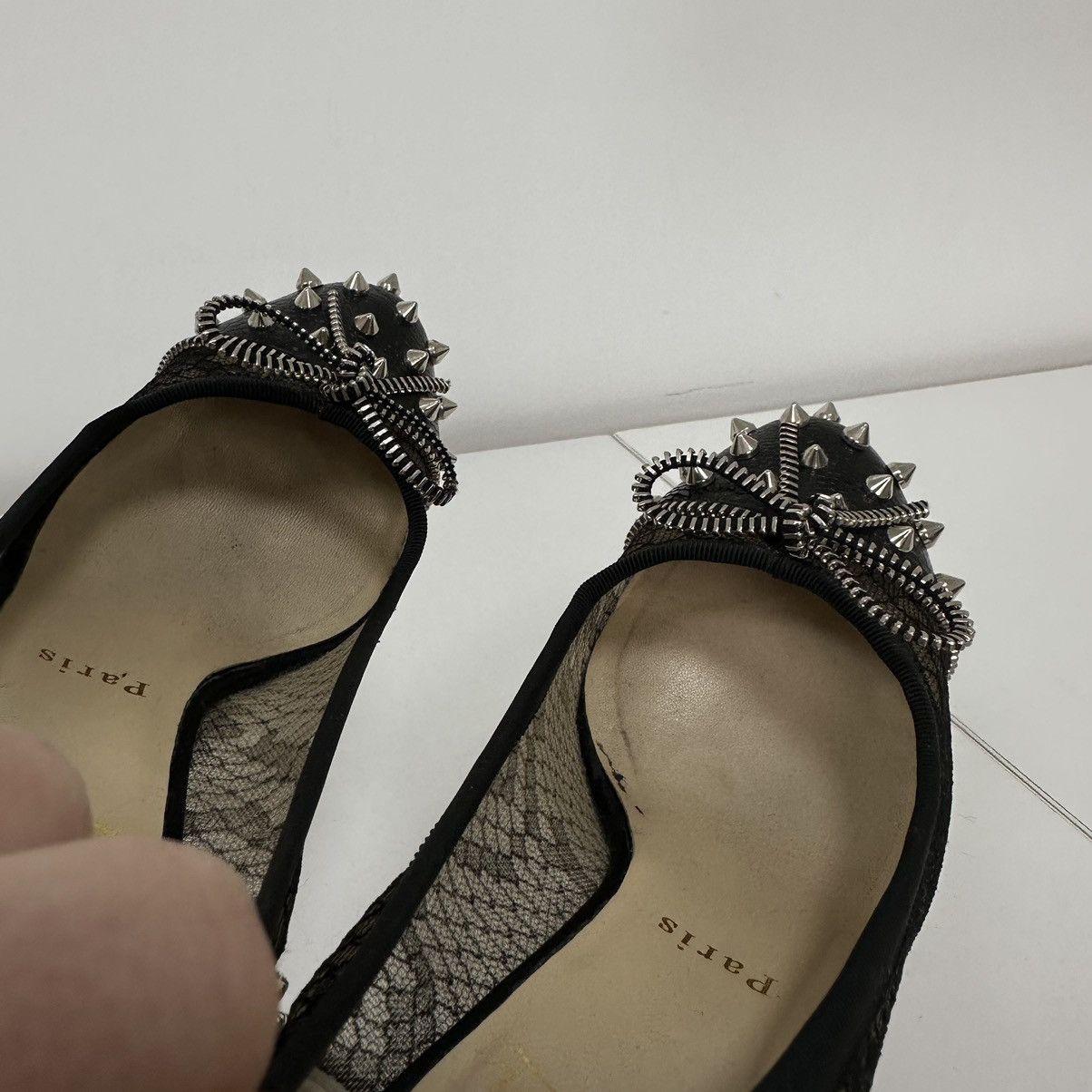 Christian Louboutin Christian Loboutain Candy Spike Pumps Black Leather Heels Size US 8 / IT 38 - 6 Thumbnail