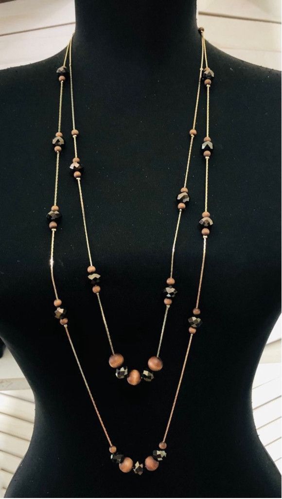 Vintage Double Strand Beaded Necklace Bracelet Earrings Set Jewelry Size ONE SIZE - 2 Thumbnail
