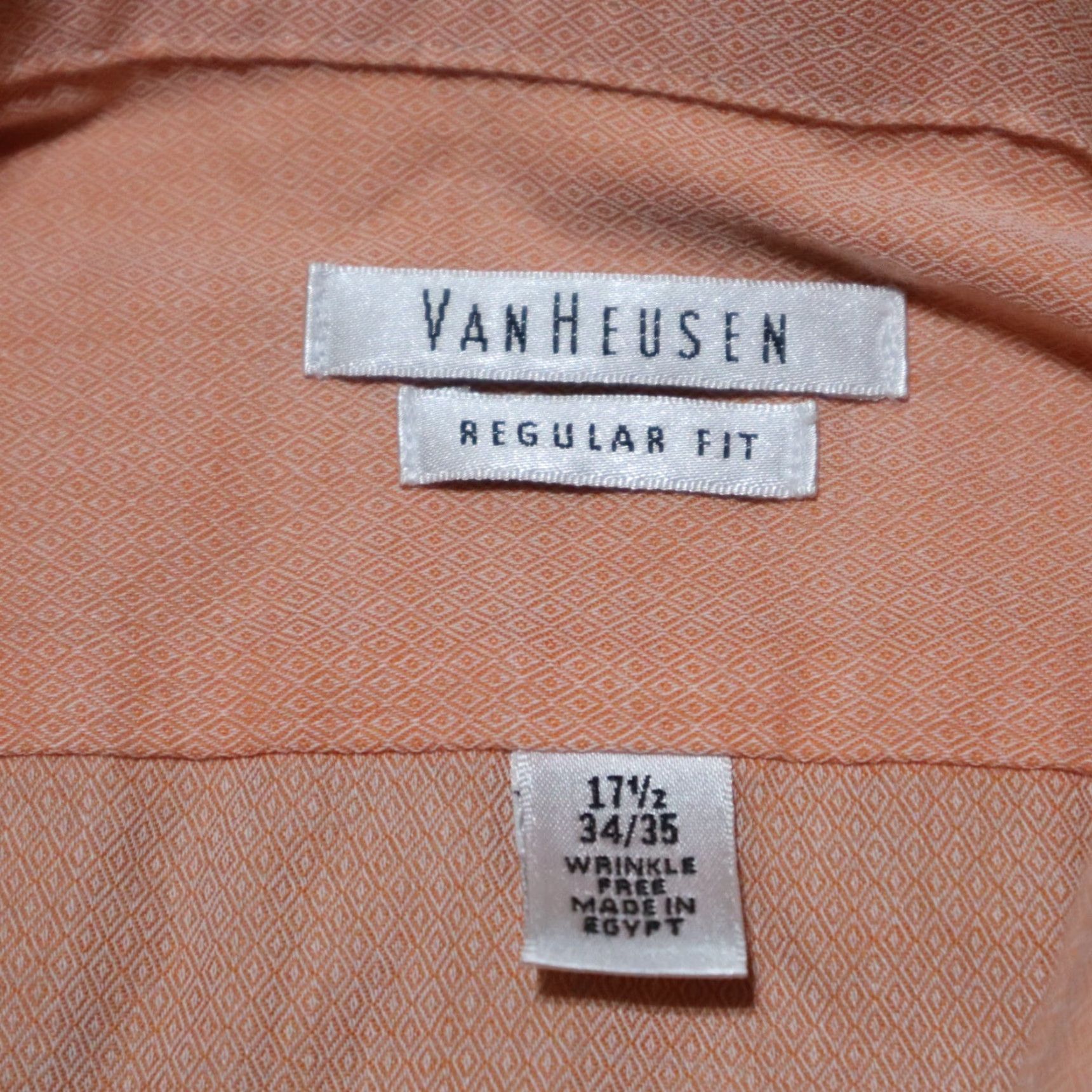 Van Heusen Van Heusen Peach Pink Regular Fit Button-Up Shirt Long Sleeve Men Size 16 32/33 Size US L / EU 52-54 / 3 - 3 Thumbnail
