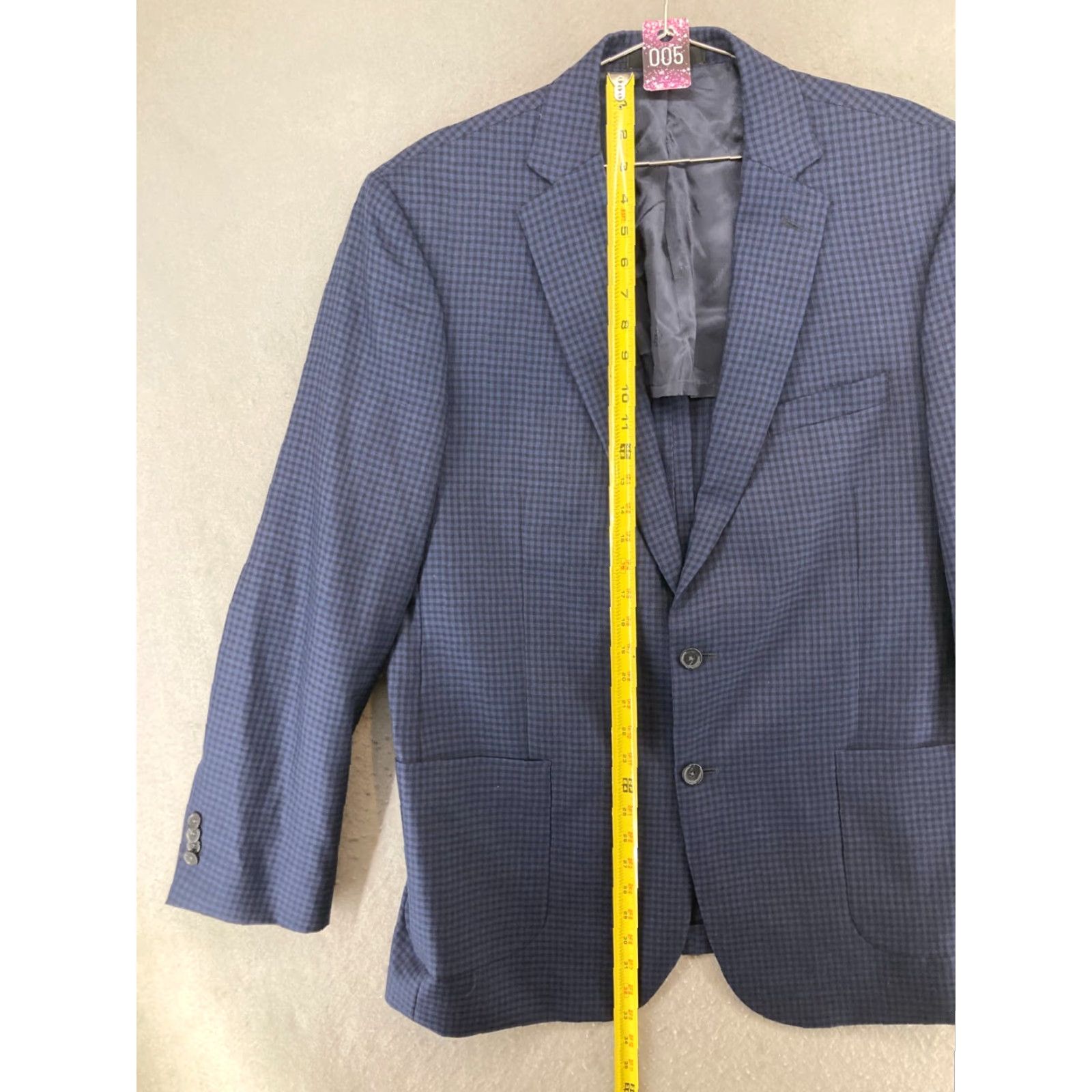 Jos. A. Bank Jos. A. Bank Classic Suit Jacket 44L Blue Check Wool Blend Two-Button Long Sleeve Mens Size 44R - 3 Thumbnail