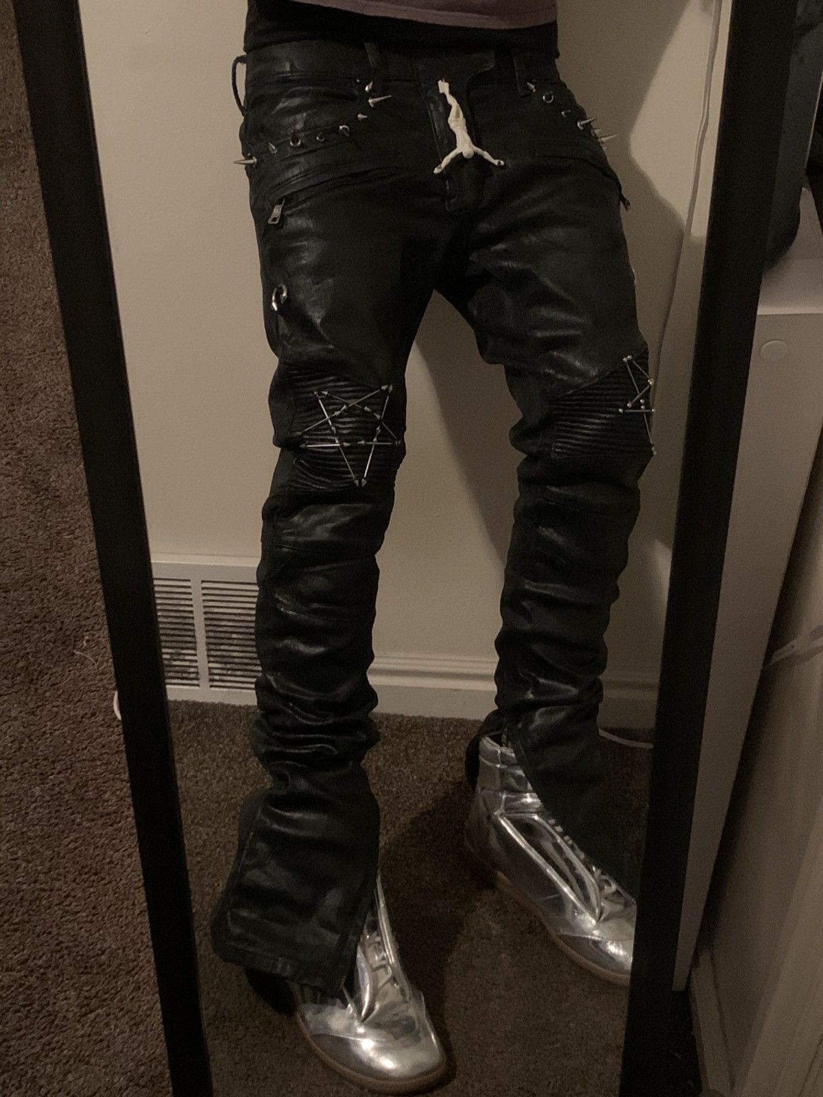 Balmain Balmain Like Biker Jeans Waxed Pierced Spiked Fashion Punk Size US 30 / EU 46 - 24 Thumbnail