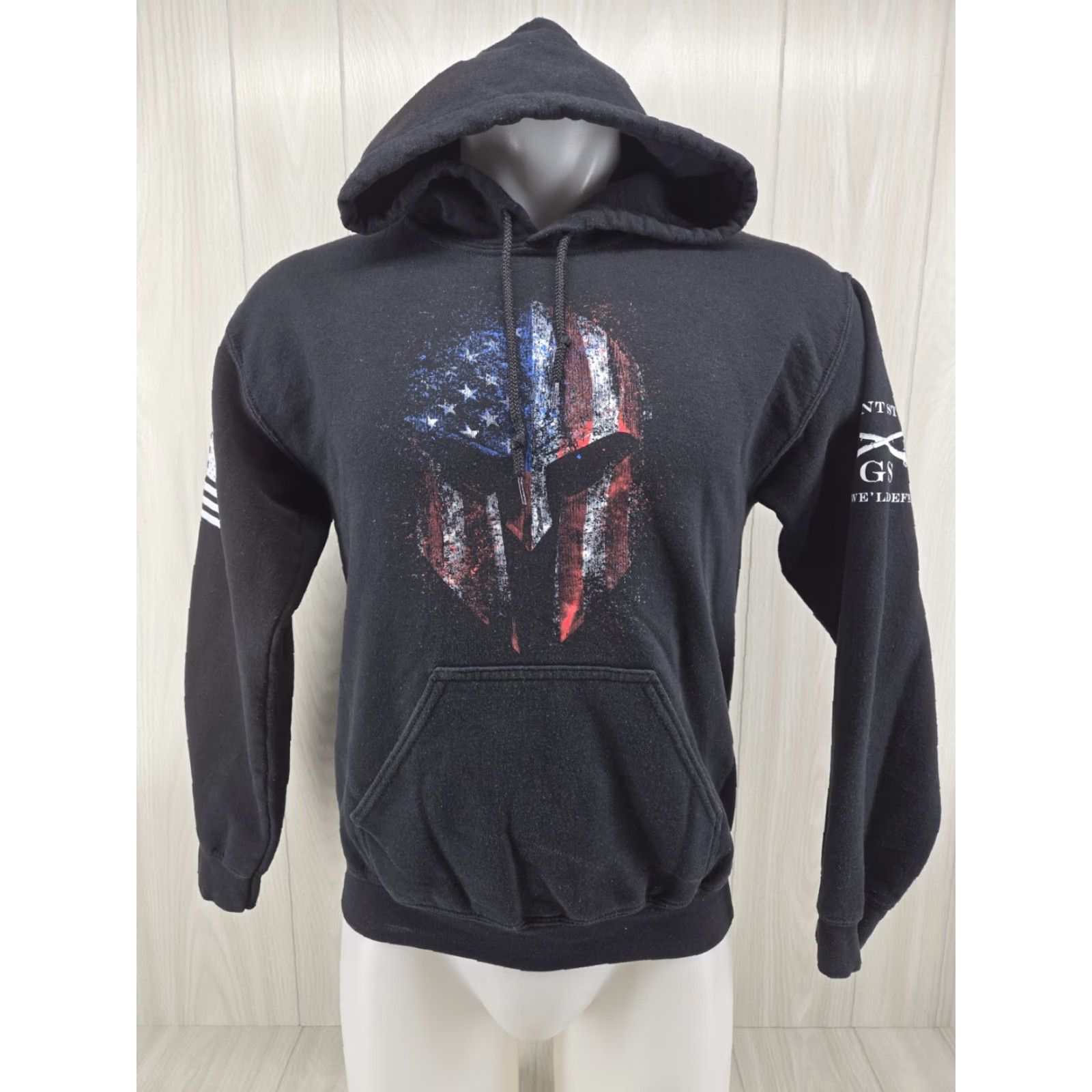 Vintage Grunt Style American Spartan Pullover Hoodie Black Size S Mens Hooded Pockets Graphic Print USA Size US S / EU 44-46 / 1 - 2 Thumbnail