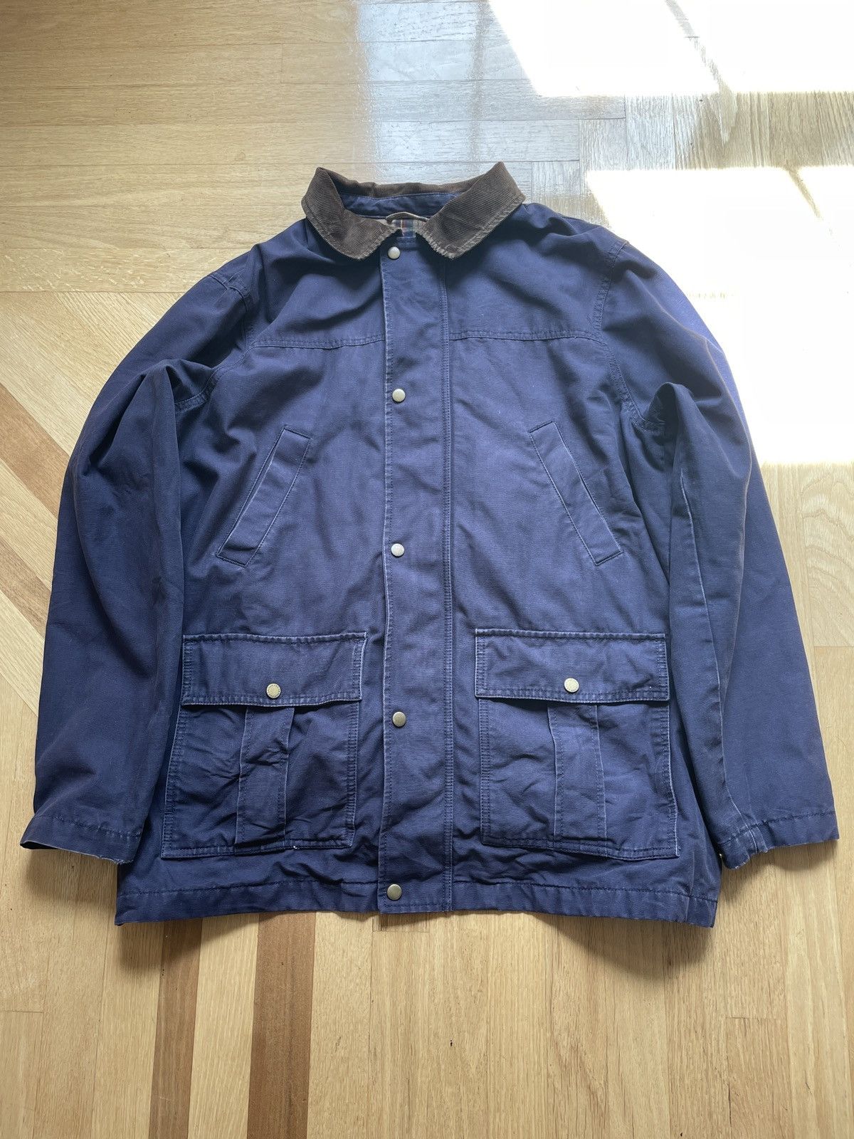 Lands' End Vintage 90s Lands’ End Plaid Coat Jacket Navy Size XL Size US XL / EU 56 / 4 - 1 Thumbnail