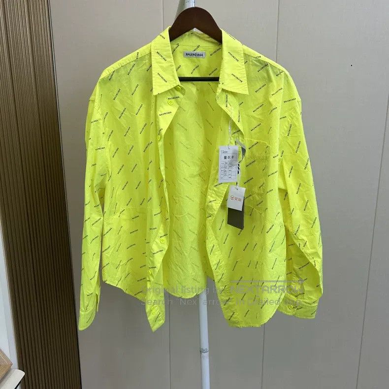 Balenciaga Balenciaga Fluorescent yellow logo long-sleeved shirt Size XXS / US 00 / IT 34 - 1 Thumbnail