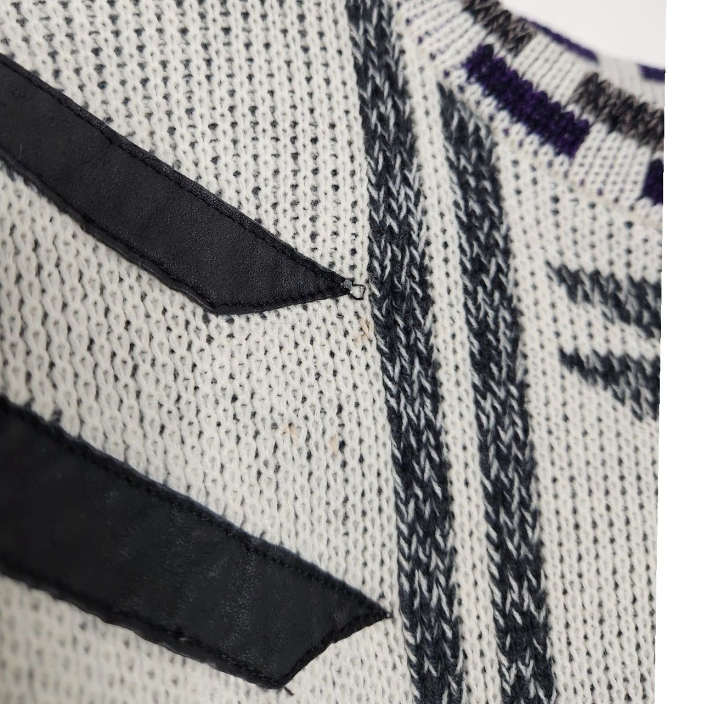 Vintage VINTAGE K. Cosa Sweater Art Abstract Leather Italian Grunge Boxy VTG 80s 90s Size US M / EU 48-50 / 2 - 4 Thumbnail