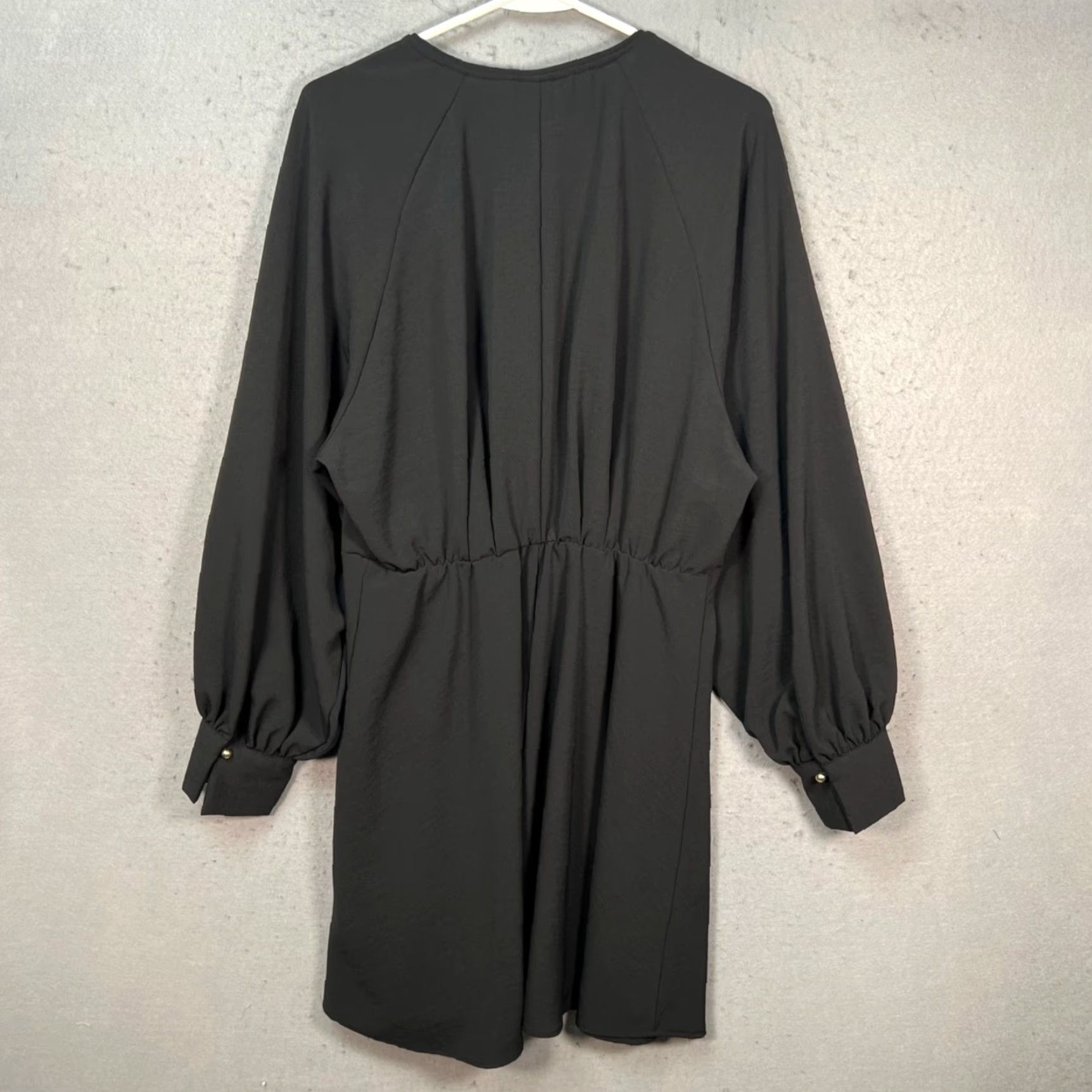 H&M H&M Womens Large Black Long-Sleeve Button-Front Tunic Dress Shirt? Size L / US 10 / IT 46 - 2 Thumbnail