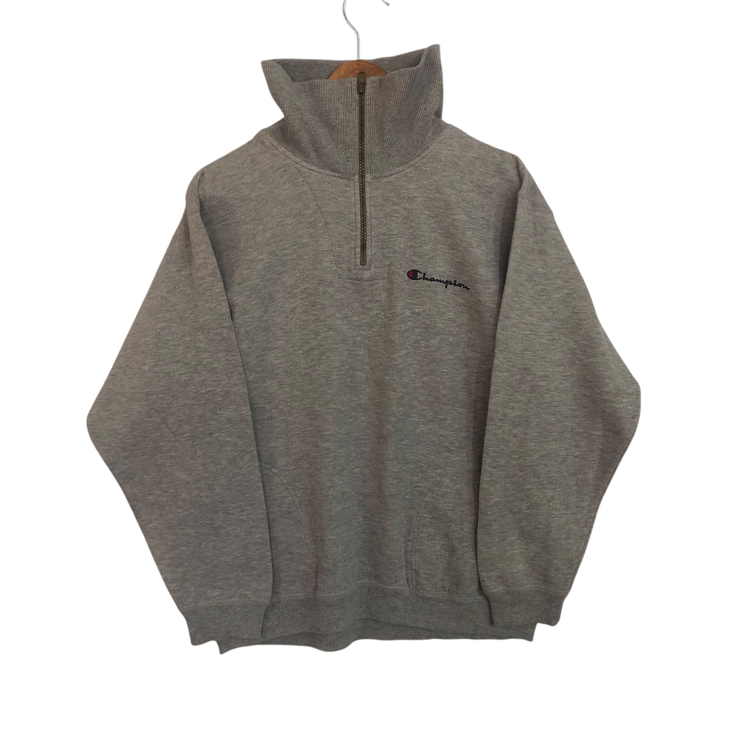 Champion Vintage Half Zip Jumper Sweatshirt Grey Sweatshirt Medium Size US M / EU 48-50 / 2 - 1 Thumbnail