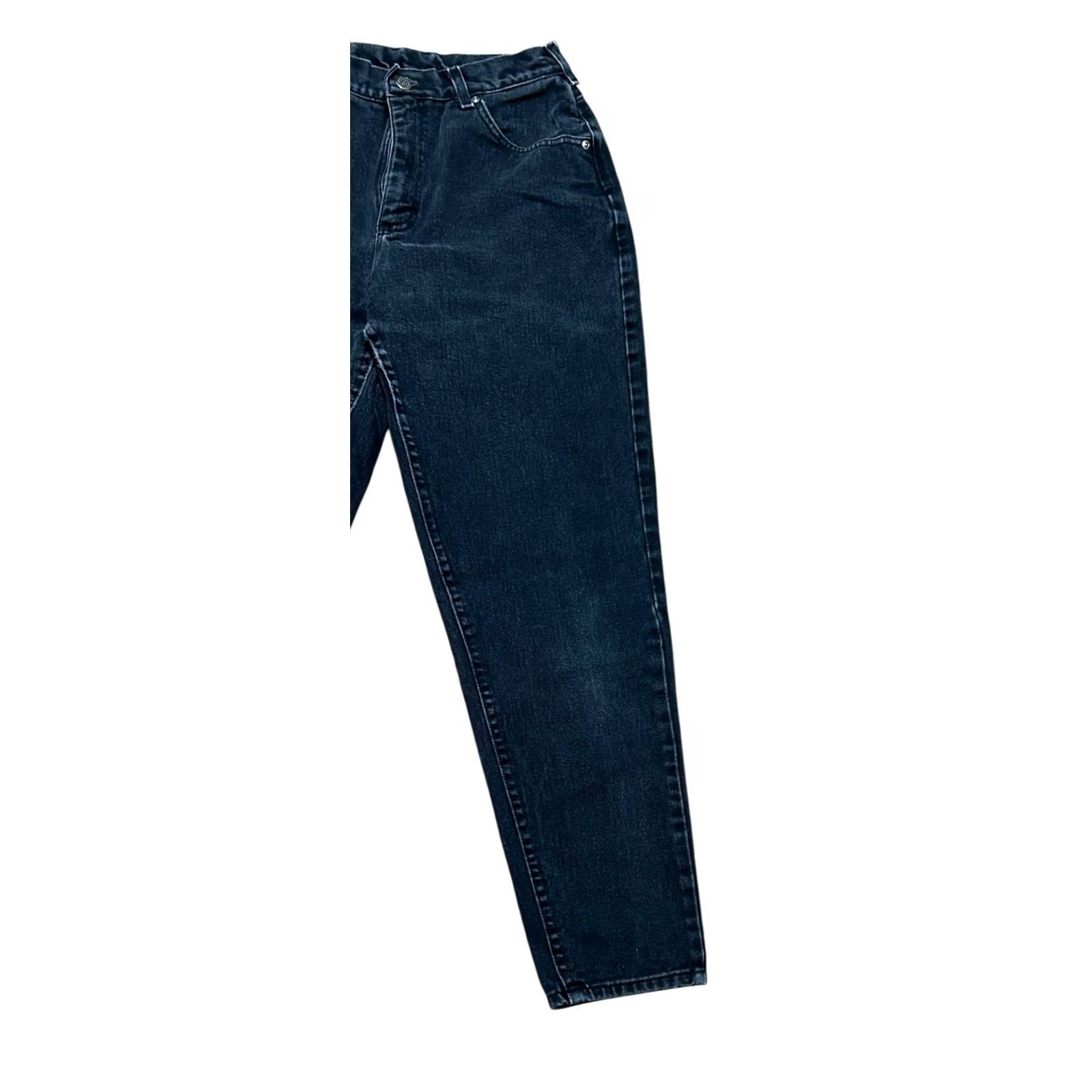 Lee VINTAGE Lee Black Mom Jeans Women Sz 12 High Waist Straight Leg Jeans Women's Regular 12 Leather? Size 34" / US 12 / IT 48 - 3 Thumbnail