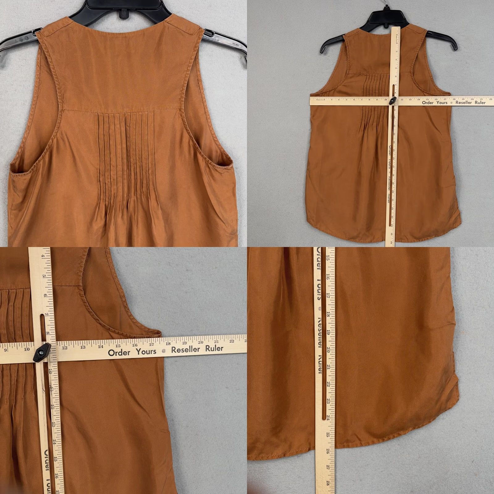 Reiss Reiss Tank Top Womens 4 Brown 100% Silk V Neck Pleated Basic Career Workwear Satin Sleeveless Shirt Womens Boys Girls Mens Size S / US 4 / IT 40 - 8 Thumbnail