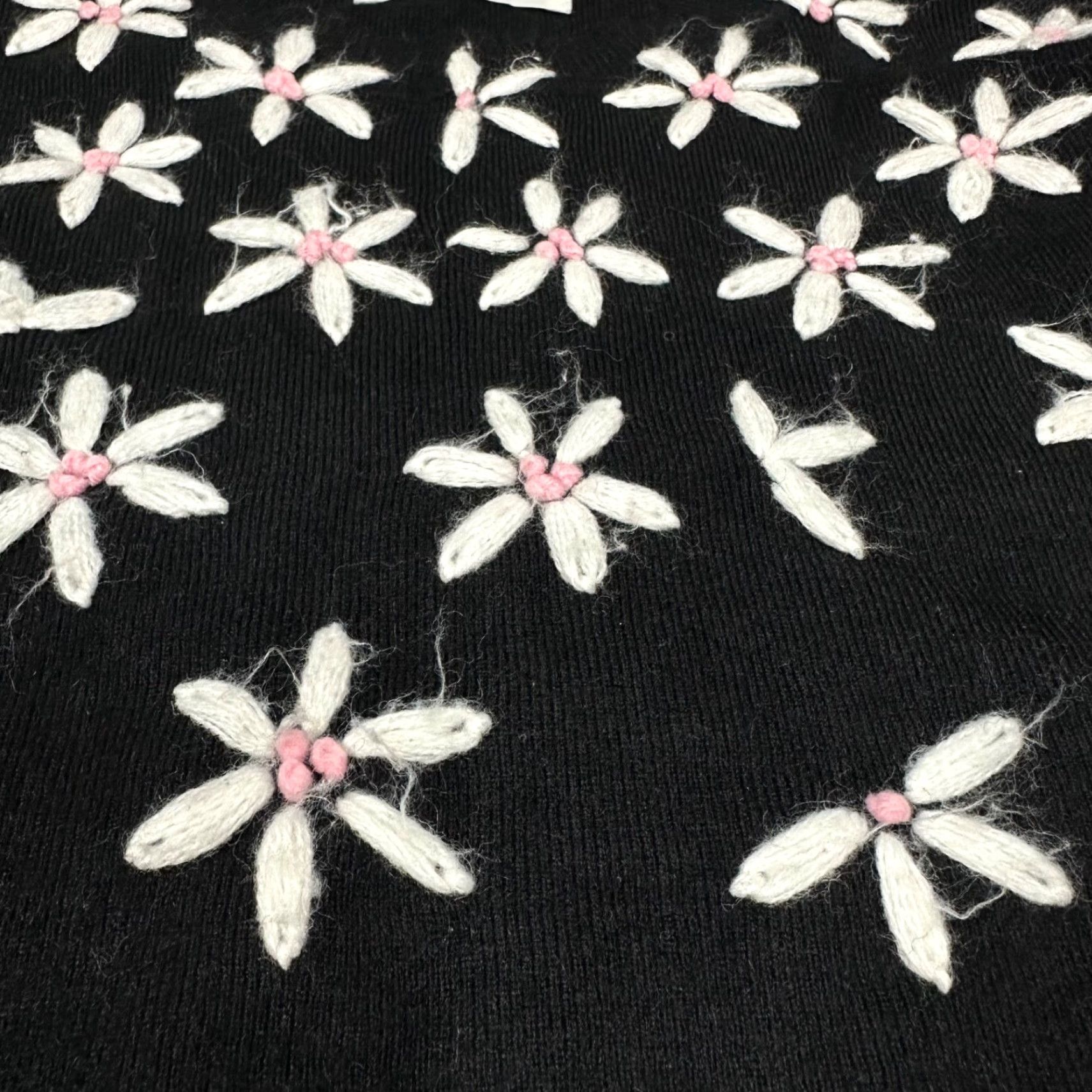 Vintage VINTAGE Simply Jud Womens Flower Embroidered Long Sleeve Sweater XS Black Wool Blend Size XS / US 0-2 / IT 36-38 - 6 Thumbnail