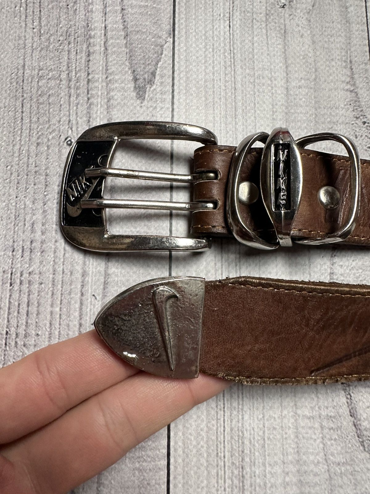 Nike × Vintage Vintage Nike leather belt logo rare Size ONE SIZE - 3 Thumbnail