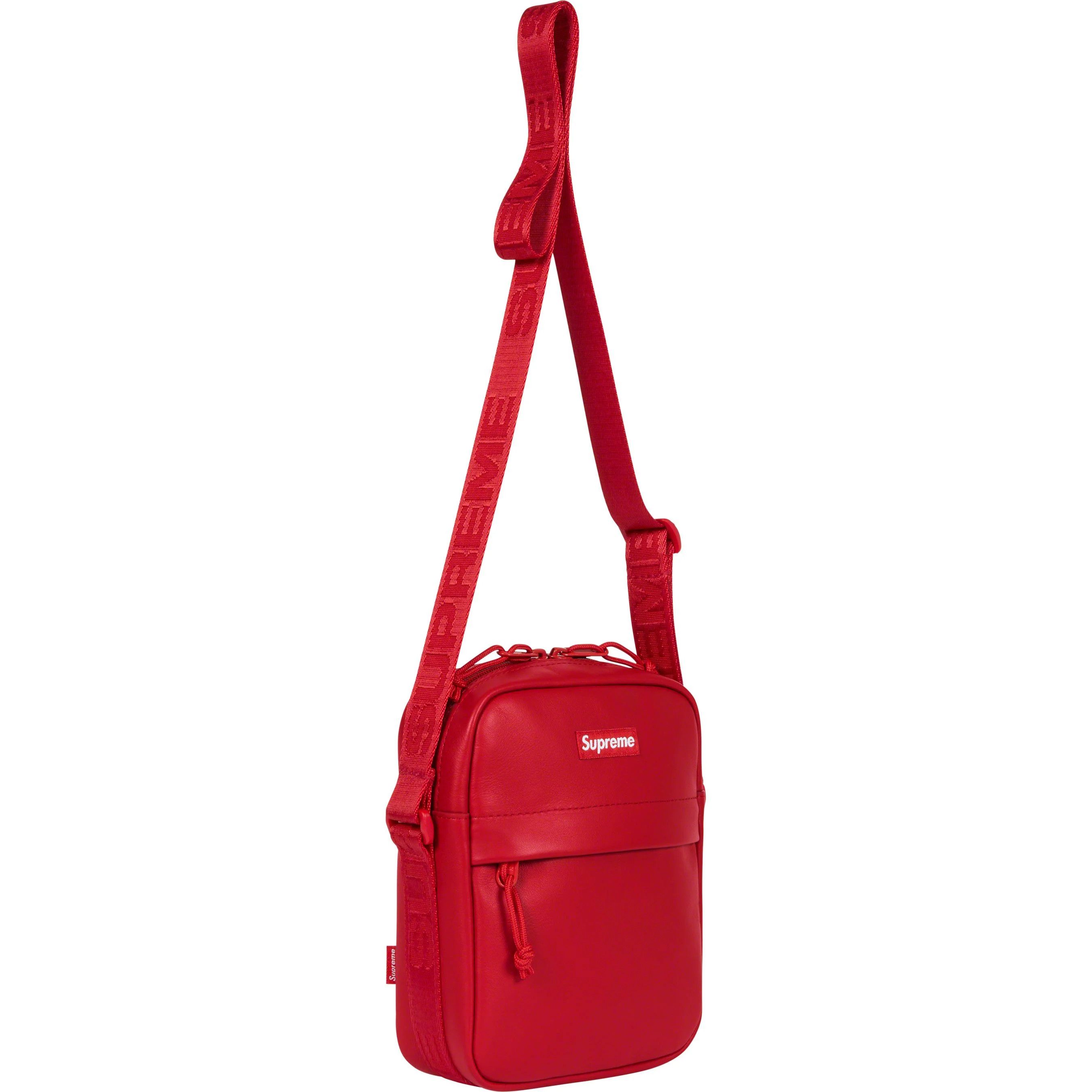 Supreme supreme leather shoulder bag (red) | Grailed