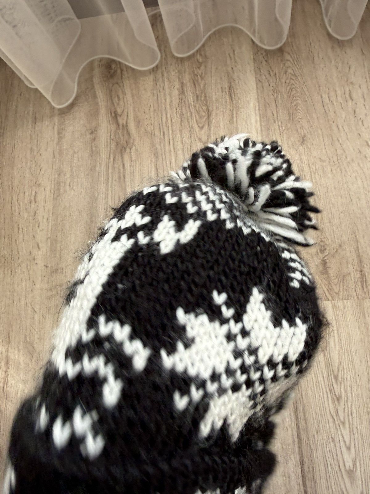 Moncler Moncler Logo Jacquard Pom Pom Hat Black White Wool Blend Size ONE SIZE - 11 Thumbnail