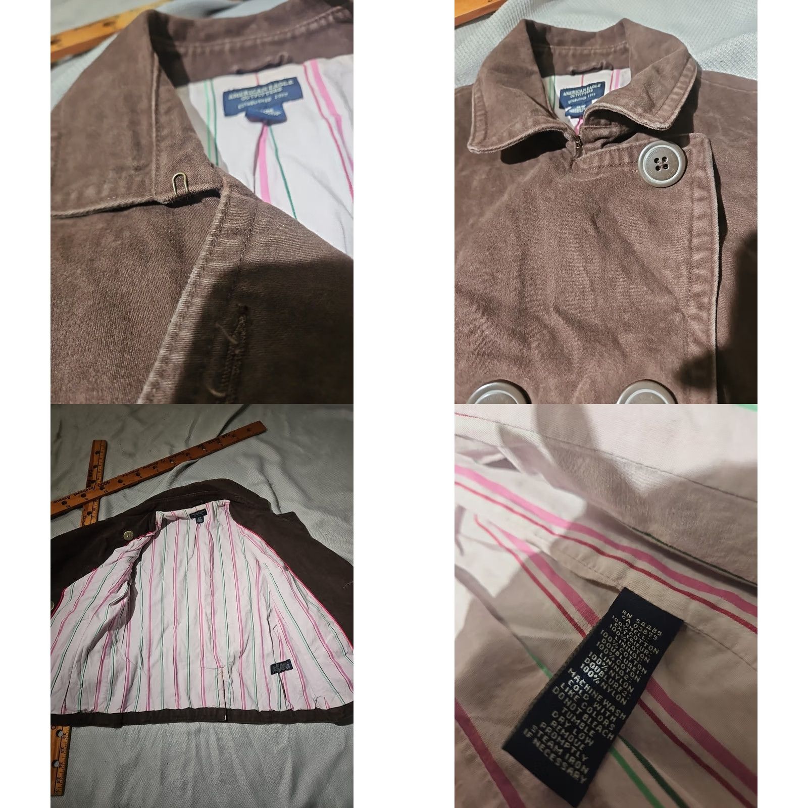 American Eagle Outfitters VINTAGE American Eagle Outfitters Jacket Womens Medium Brown Brushed Cotton Overcoat Pea Coat 90s Preppy Hip Hop City Casual Womens Size L / US 10 / IT 46 - 8 Thumbnail