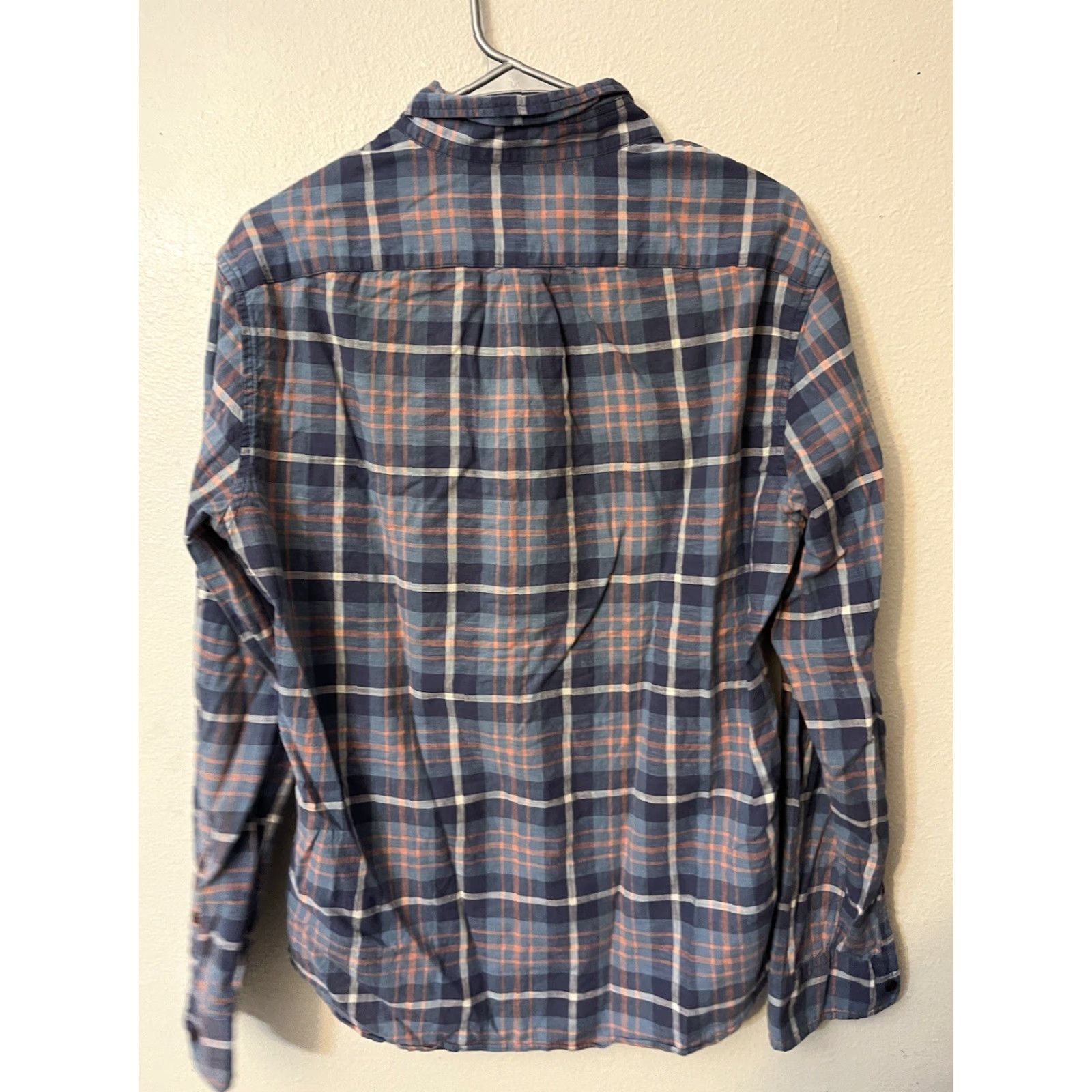 J.Crew J.CREW Men's Plaid Dress Shirt Blue Orange Long Sleeve Button-Down Cotton Medium Size 40R - 2 Thumbnail