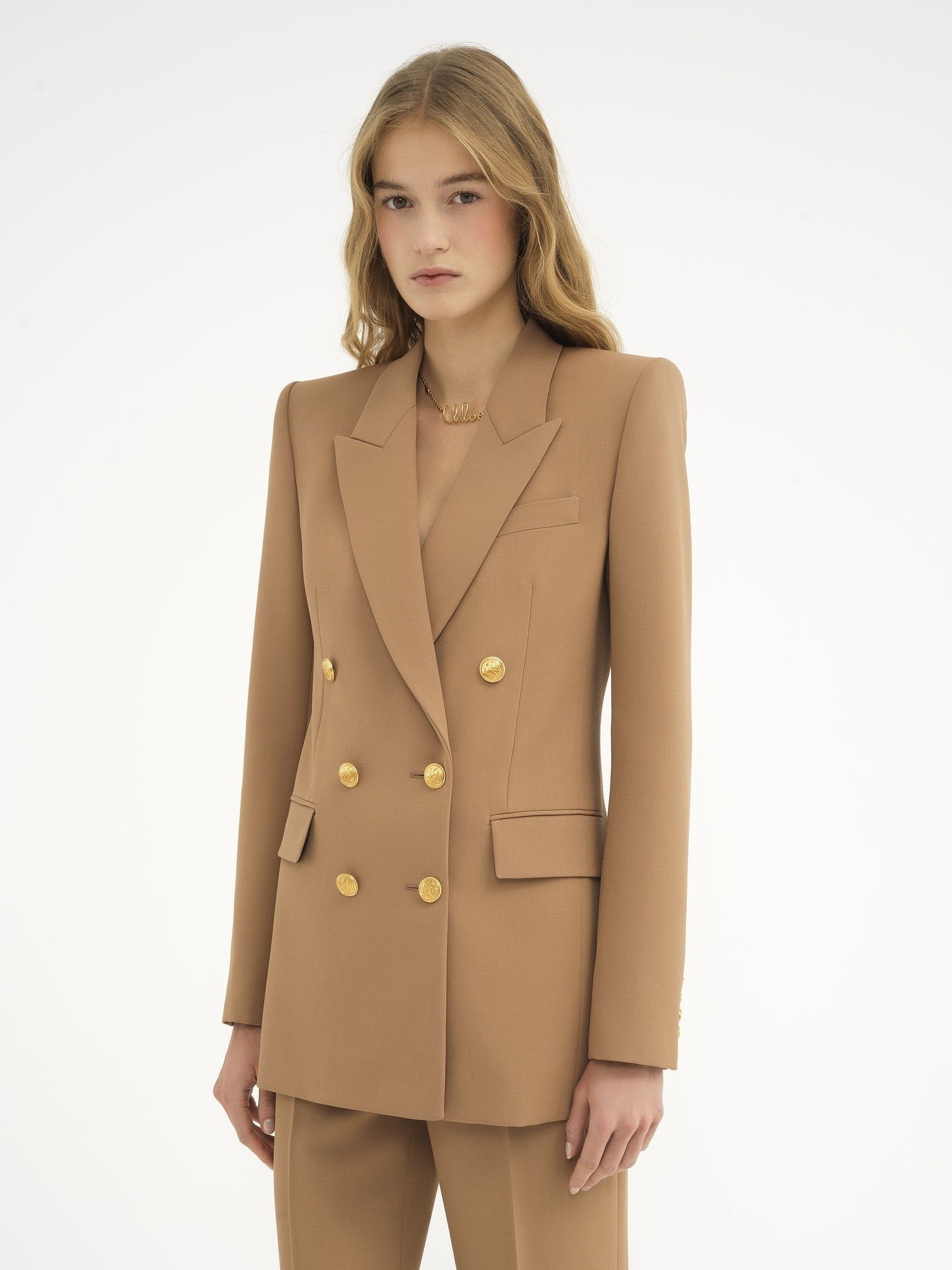Chloe o1loc1c11025 Tailored Jacket in Coconut Brown Size M / US 6-8 / IT 42-44 - 3 Thumbnail