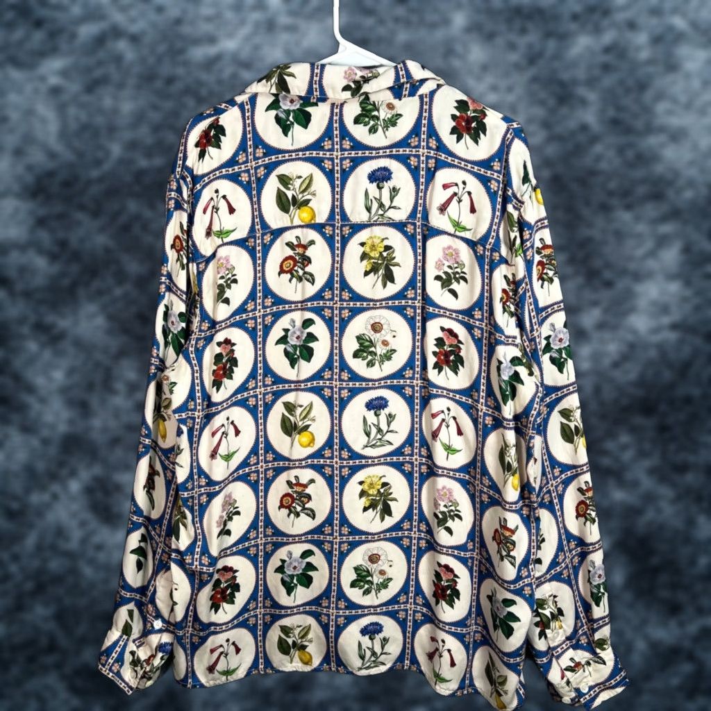 Vintage VINTAGE Perte D'Ego Mens Floral Print Modal Long Sleeve Button-Up XL Blue Shirt Mens Size US XL / EU 56 / 4 - 1 Thumbnail
