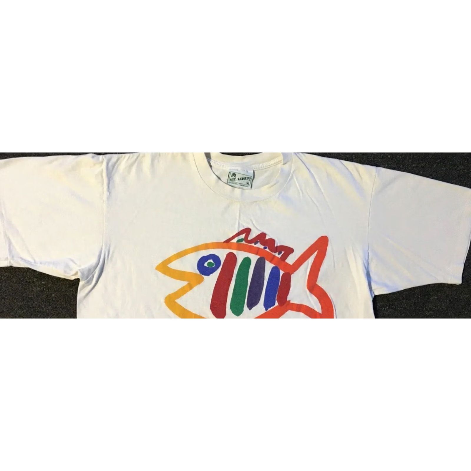 Vintage VINTAGE Laguna Abstract Fish Shirt M Mens White Graphic Tee 80s 90s Beach Surf Grunge Ocean Pacific USA Billabong Hang Ten Dogtown Quiksilver Ocean Size US M / EU 48-50 / 2 - 7 Thumbnail