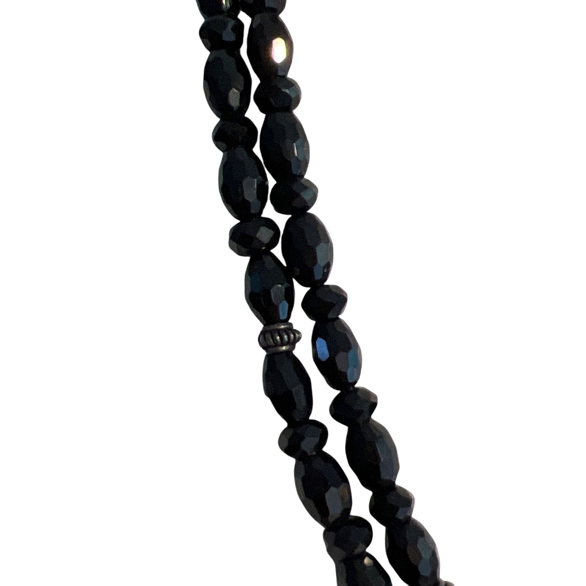 Other Vintage Black Glass Faceted Bead Necklace Double Strand Coll Size ONE SIZE - 3 Thumbnail