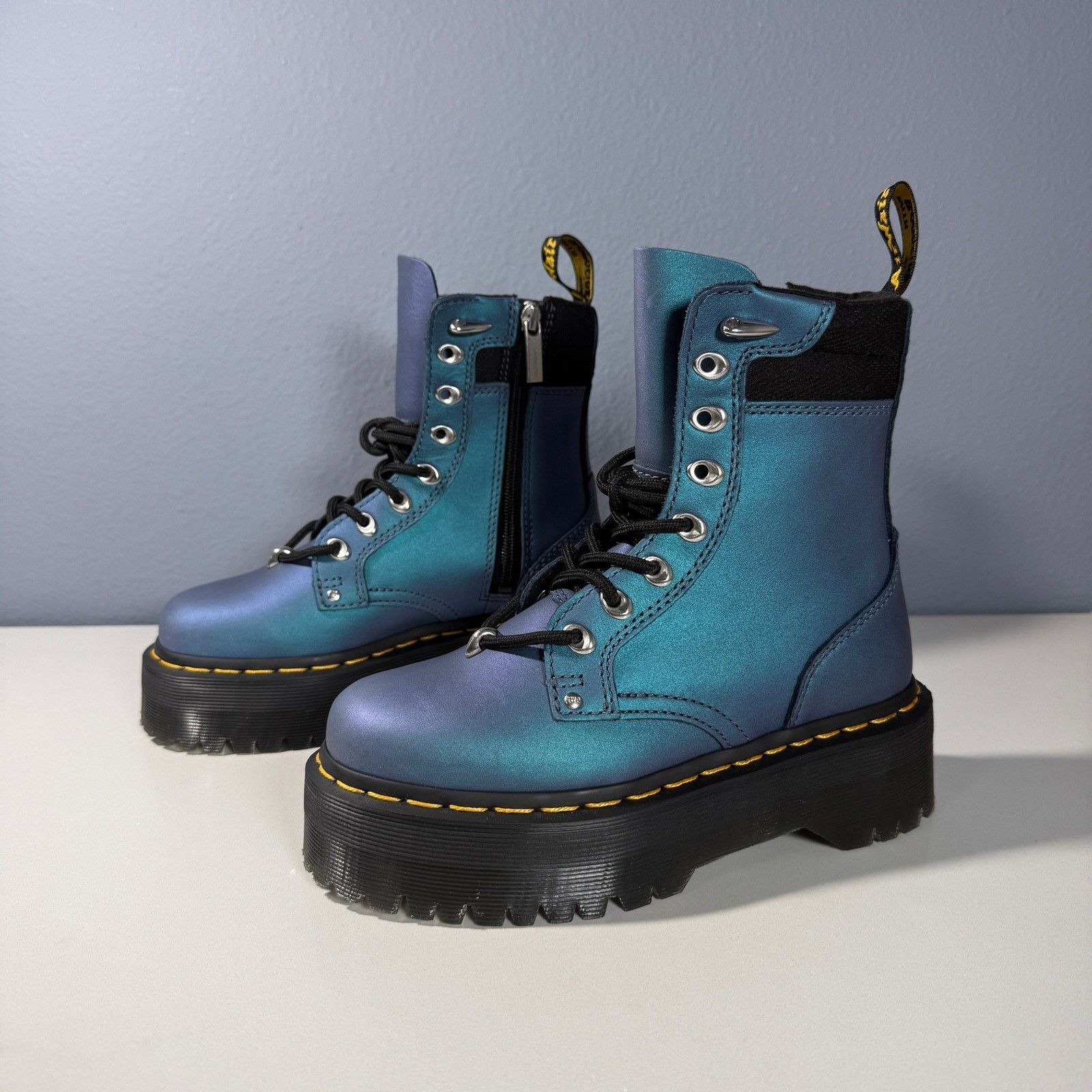 Dr. Martens Dr. Martens Jadon HDW II Iridescent Blue Platform Boots Size US 5 / IT 35 - 1 Thumbnail