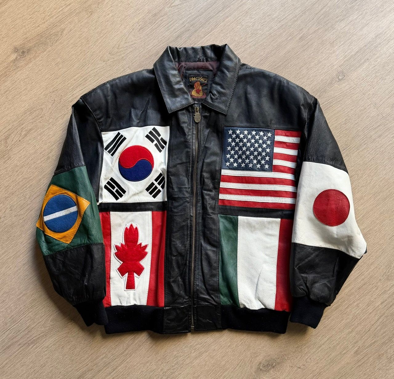 Genuine Leather Vintage Phase 8 International Flag Leather Jacket XL Size US XL / EU 56 / 4 - 1 Thumbnail