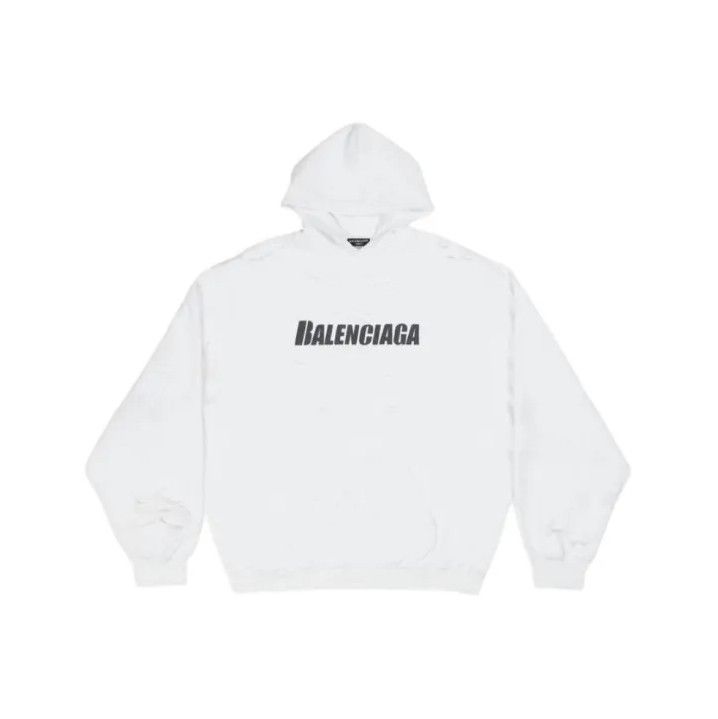 Balenciaga Balenciaga SS22 Logo Distressed Hoodie for Men Size US M / EU 48-50 / 2 - 1 Thumbnail